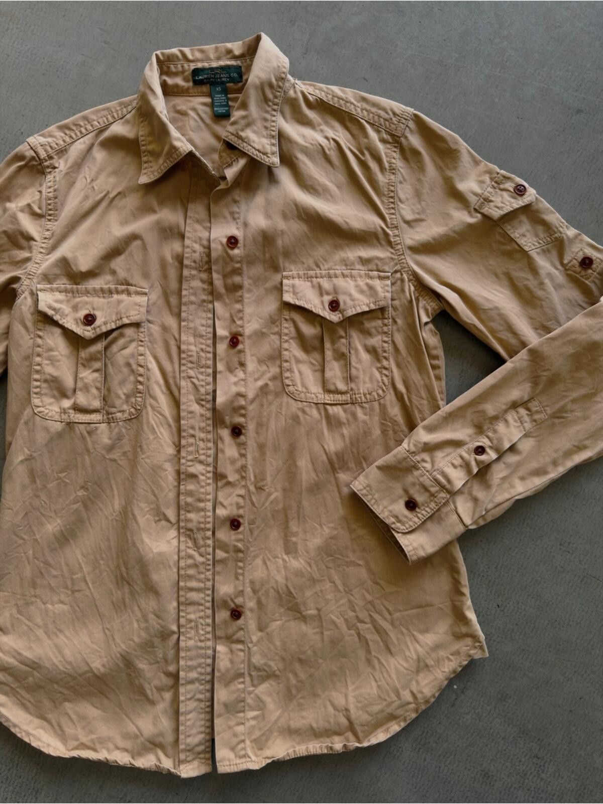 Lauren Ralph Lauren Lauren Ralph Lauren / Utility Button Down / Tan Size XS / US 0-2 / IT 36-38 - 1 Thumbnail