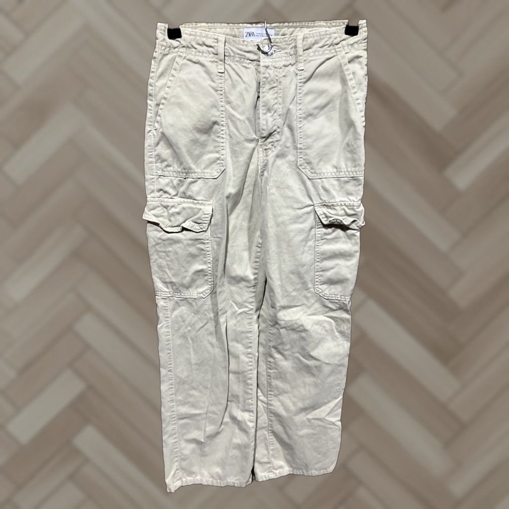 Zara Zara Women's Cargo Pants Beige Khaki Size 4 Size 27" / US 4 / IT 40 - 1 Thumbnail