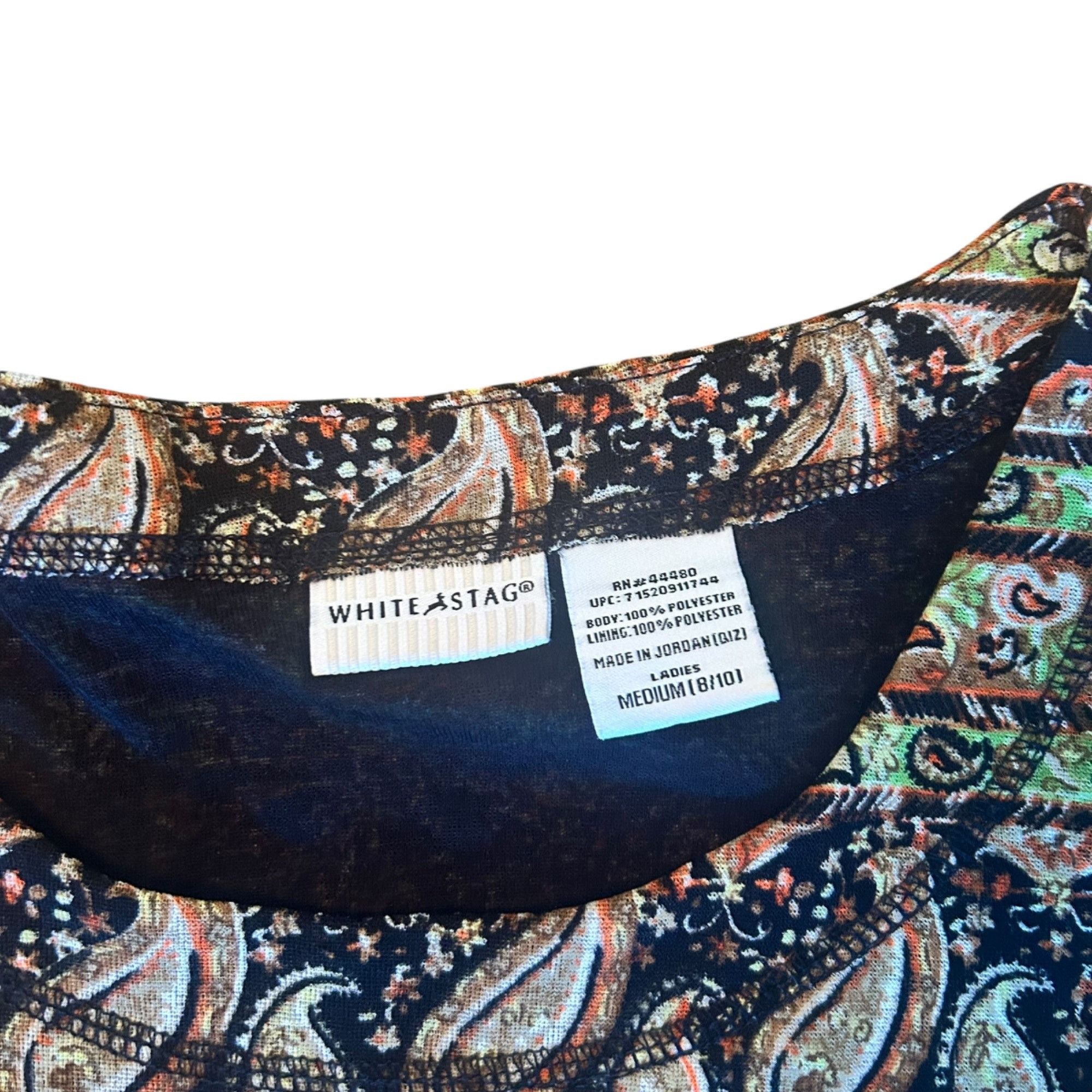 Other Vintage Retro White Stag Paisley Sleeveless Top M Size M / US 6-8 / IT 42-44 - 3 Thumbnail