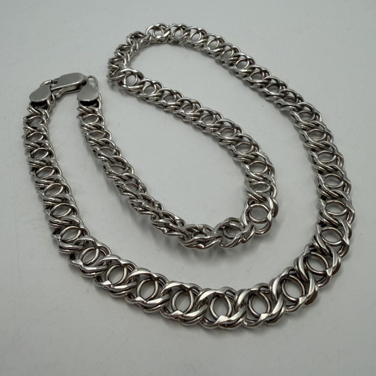 Sterling Silver Heavy 925 Sterling Silver Arabic Bismarck Chain Necklace Size ONE SIZE - 9 Thumbnail