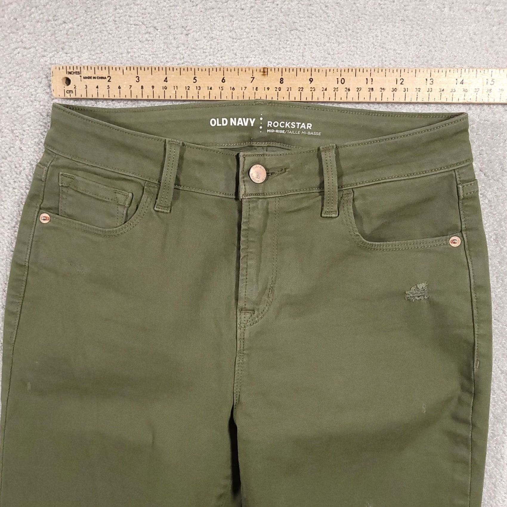 Old Navy Old Navy Rockstar Distressed Skinny Jeans Women 6 Green Mid-Rise Stretch Jeans Women Mens Boys Girls Size 28" / US 6 / IT 42 - 5 Thumbnail