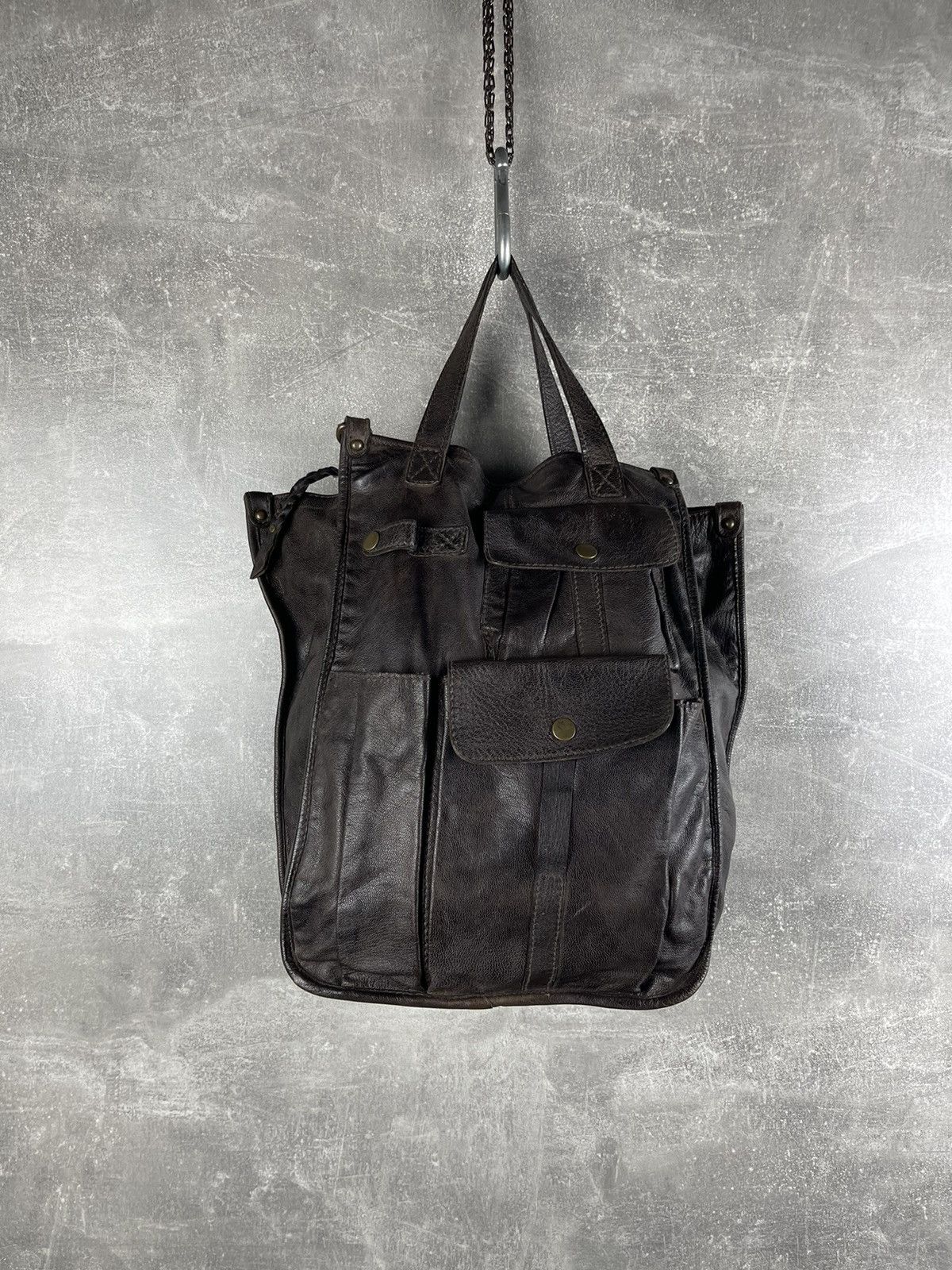 Genuine Leather Artisan Gray Avant Garde Leather Multipocket Shoulder Bag Size ONE SIZE - 1 Thumbnail