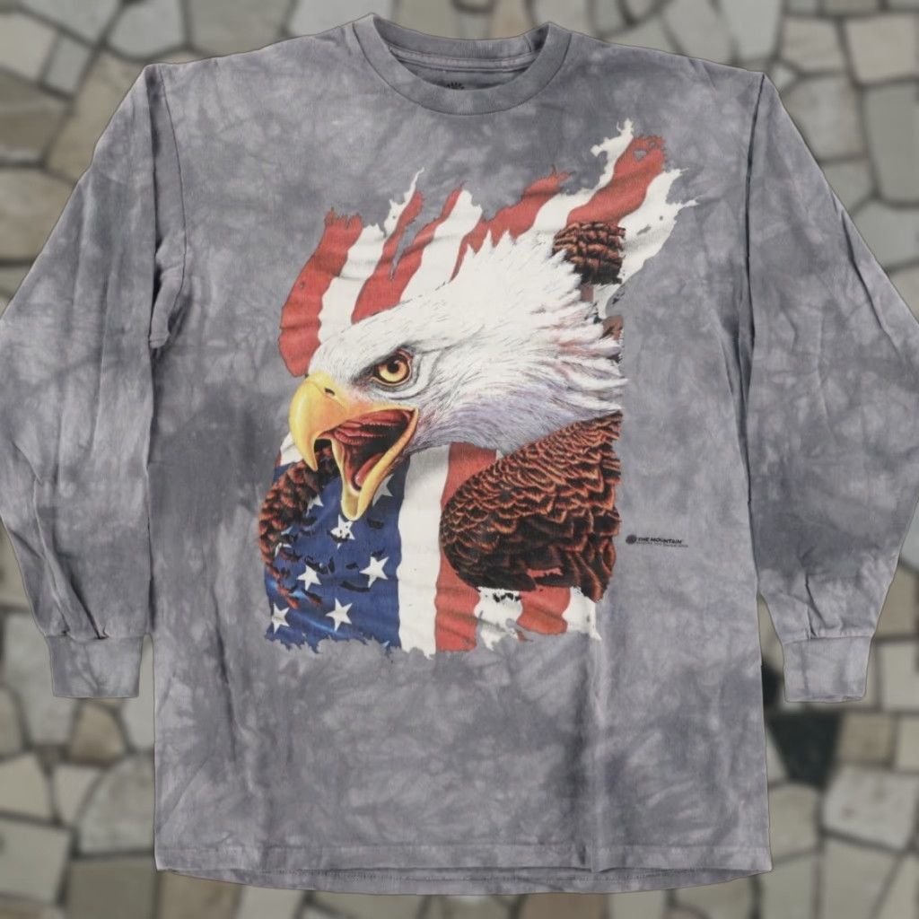 The Mountain The Mountain USA Bald Eagle Tie-Dye Long Sleeve T-Shirt Gray Men L Size US L / EU 52-54 / 3 - 1 Thumbnail