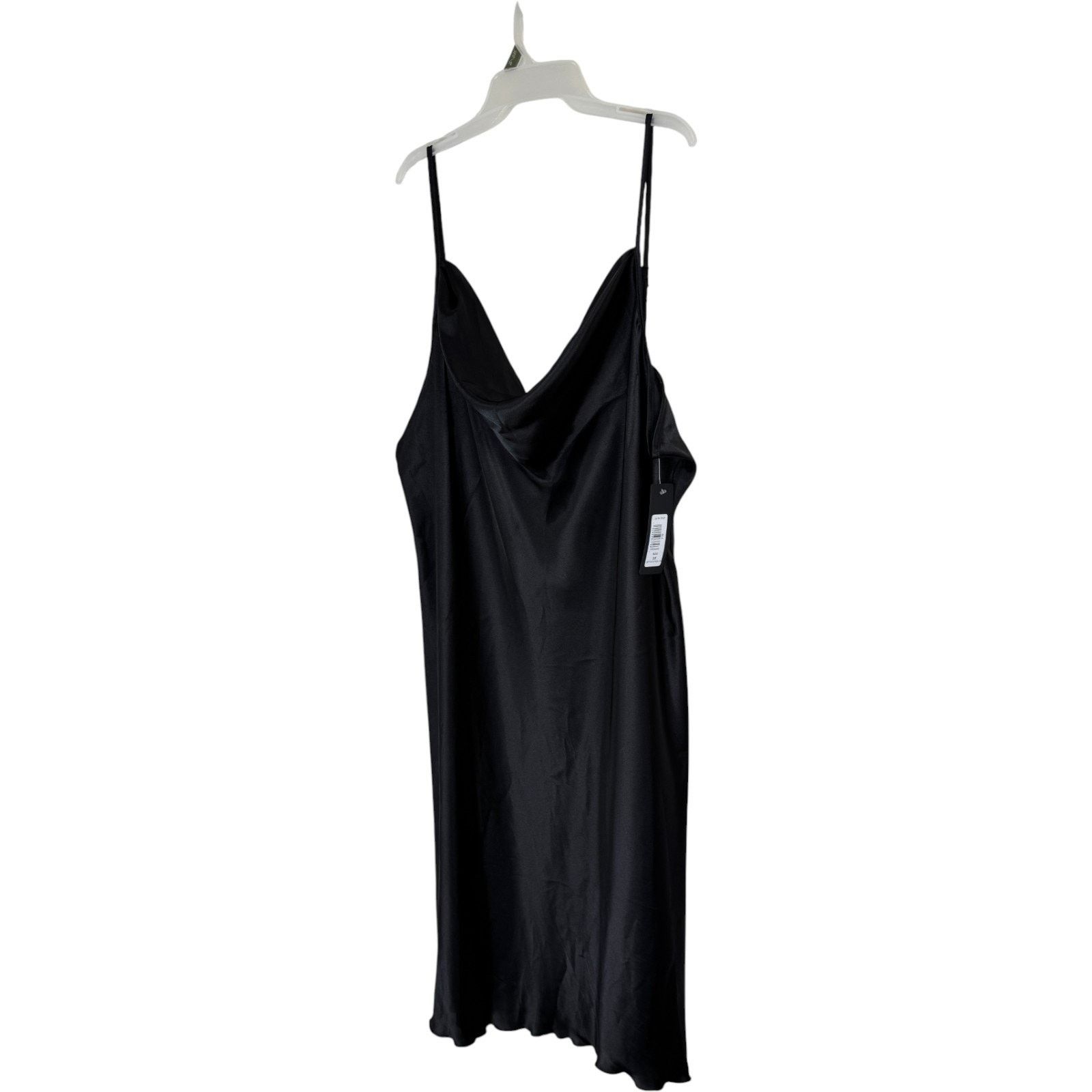 Bebe Bebe Dress 3X Black Slip Midi Cowl Neck Satin Style Size 3XL / US 20-22 - 4 Thumbnail
