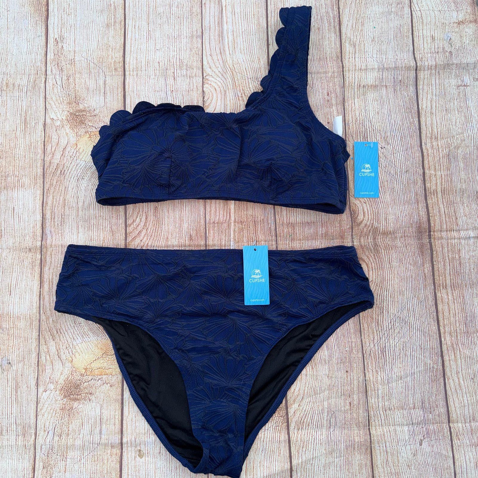 Other Cupshe One Shoulder Scallop Edge XL Bikini Set NWT Size ONE SIZE - 1 Thumbnail