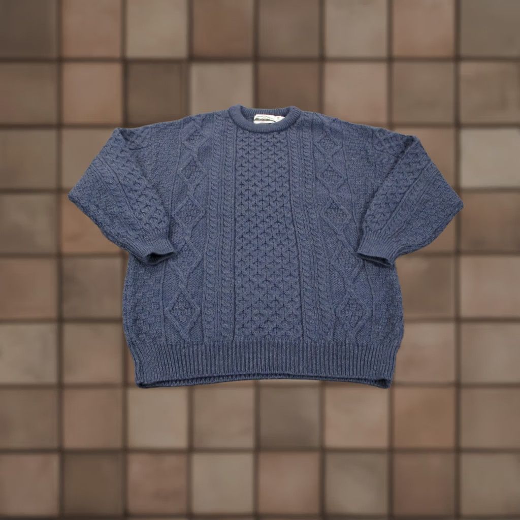 Vintage Aran Crafts Sweater Mens 2XL Blue Wool Cable Knit Fisherman Ireland Chunky Heavy Size US XXL / EU 58 / 5 - 1 Thumbnail
