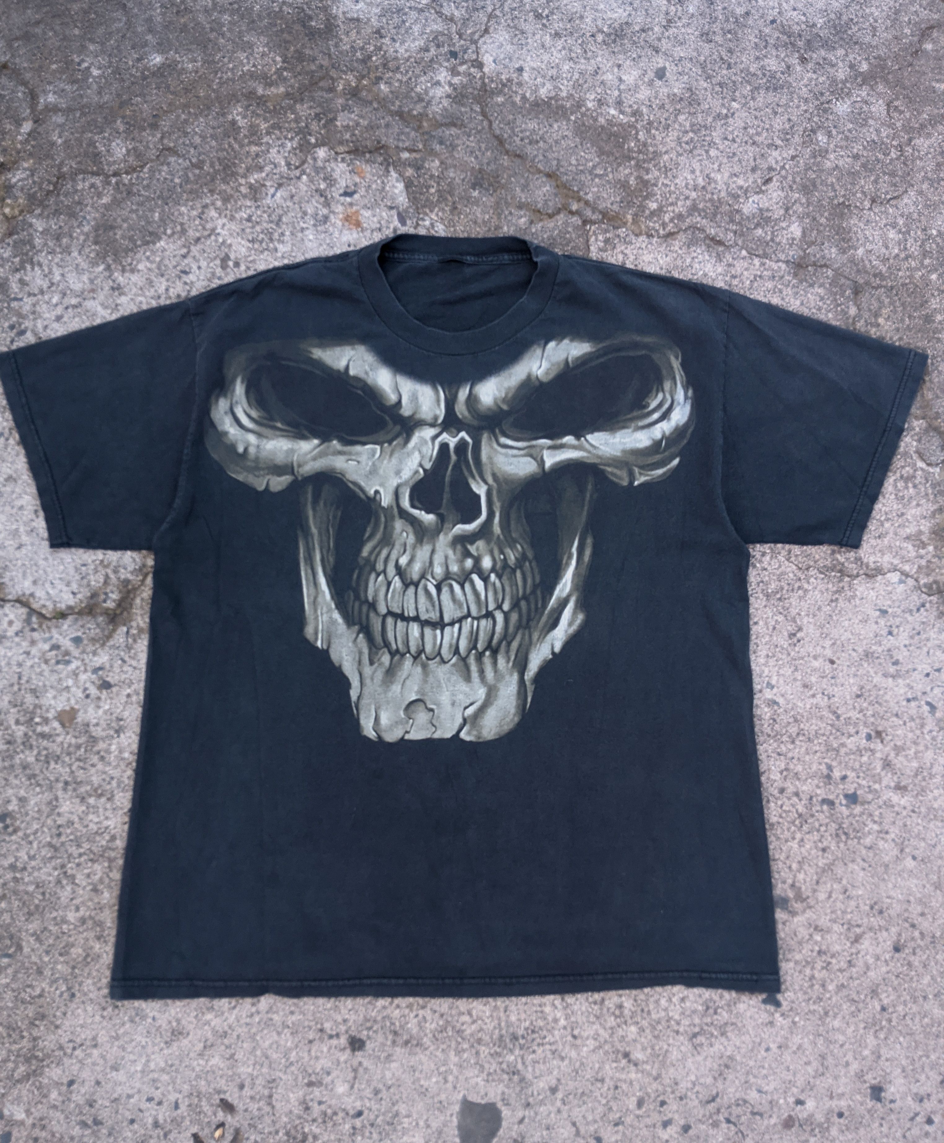 Affliction × Vintage Vintage y2k Big face skull aop reaper t shirt Size US XL / EU 56 / 4 - 1 Thumbnail