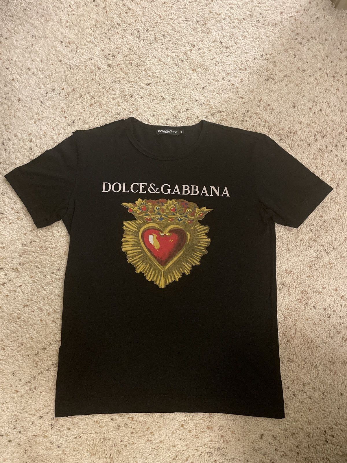 image of Dolce Gabbana Heart T-Shirt in Black, Men's (Size Small)