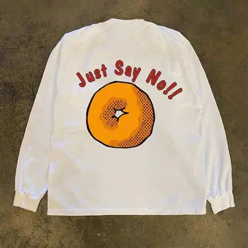 Japanese Brand Loose Retro Letter Print White Long Sleeve T-Shirt Size US M / EU 48-50 / 2 - 5 Thumbnail