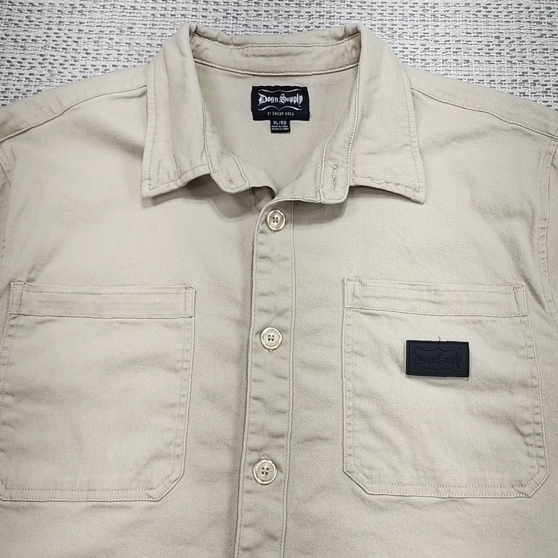 Vintage Snoop Dogg Shirt Mens XL Button-Up Short Sleeve Heavy Cotton Hip Hop Dogg Supply By Snoop Dogg Beige Solid 90s California USA Gangsta Casual Size US XL / EU 56 / 4 - 4 Thumbnail