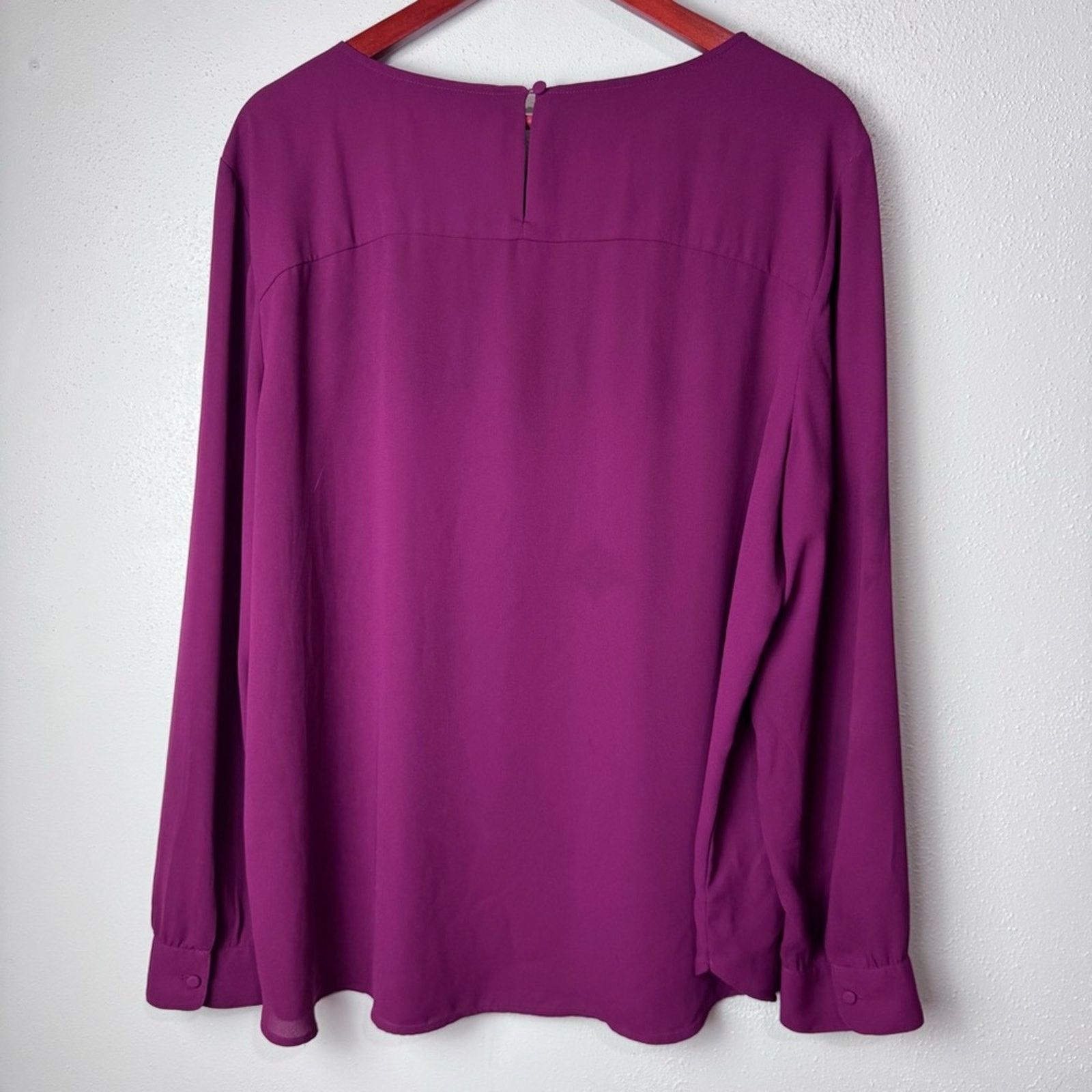 Loft Loft Burgundy Split Button Bodice Popover Blouse Womens XXL Size XXL / US 16-18 / IT 52-54 - 10 Thumbnail