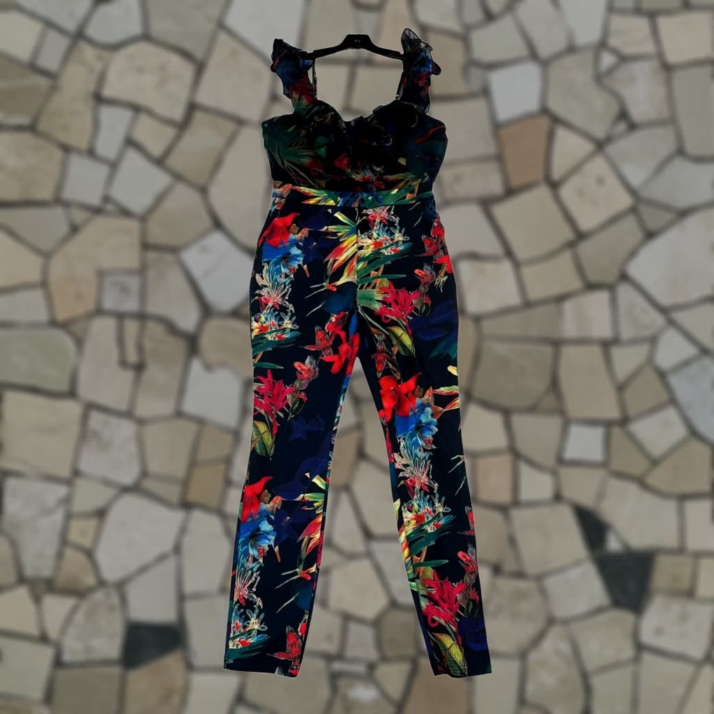 Fashion Nova VINTAGE? Women’s Fashion Nova Tropical Jumpsuit XL Navy One-Piece Womens Size 40" / US 18 - 1 Thumbnail