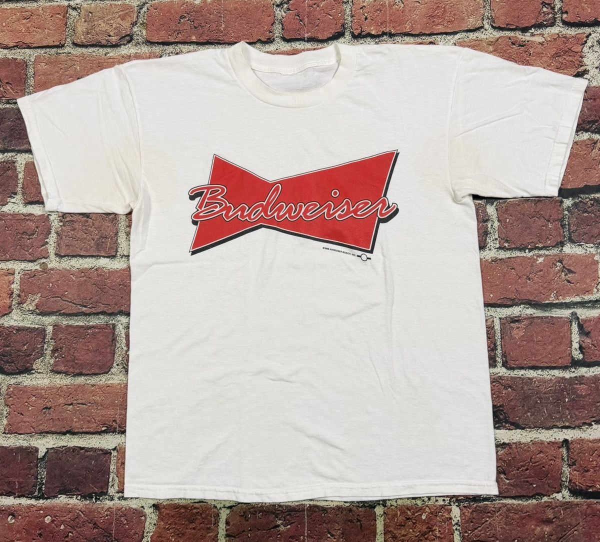 Budweiser Vintage Budweiser Beer Logo Graphic White T Shirt 1998 Size US L / EU 52-54 / 3 - 1 Thumbnail