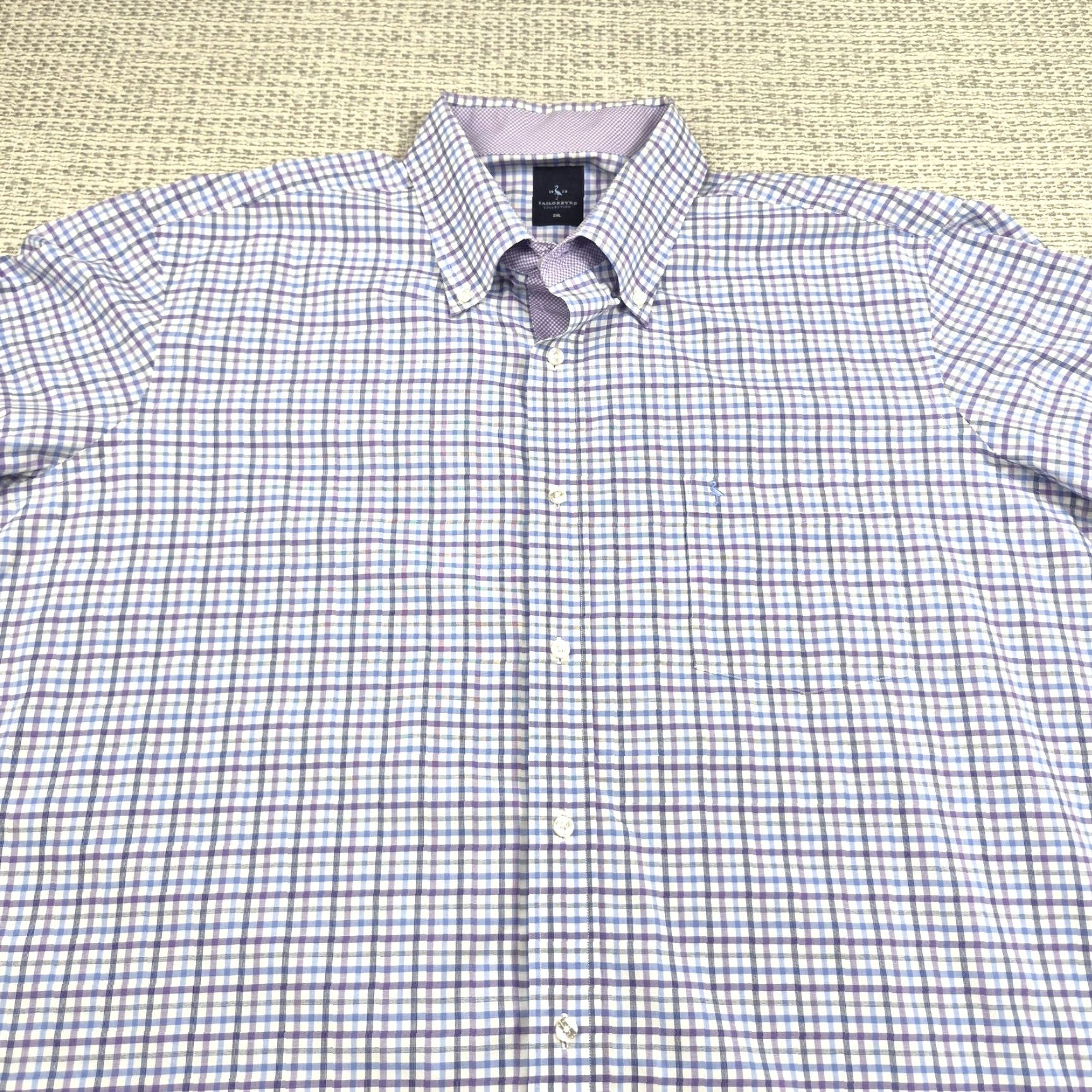 Tailorbyrd Tailorbyrd Shirt Mens 2XL Button Up Blue Purple Check Long Sleeve Casual Dress Size US XXL / EU 58 / 5 - 4 Thumbnail