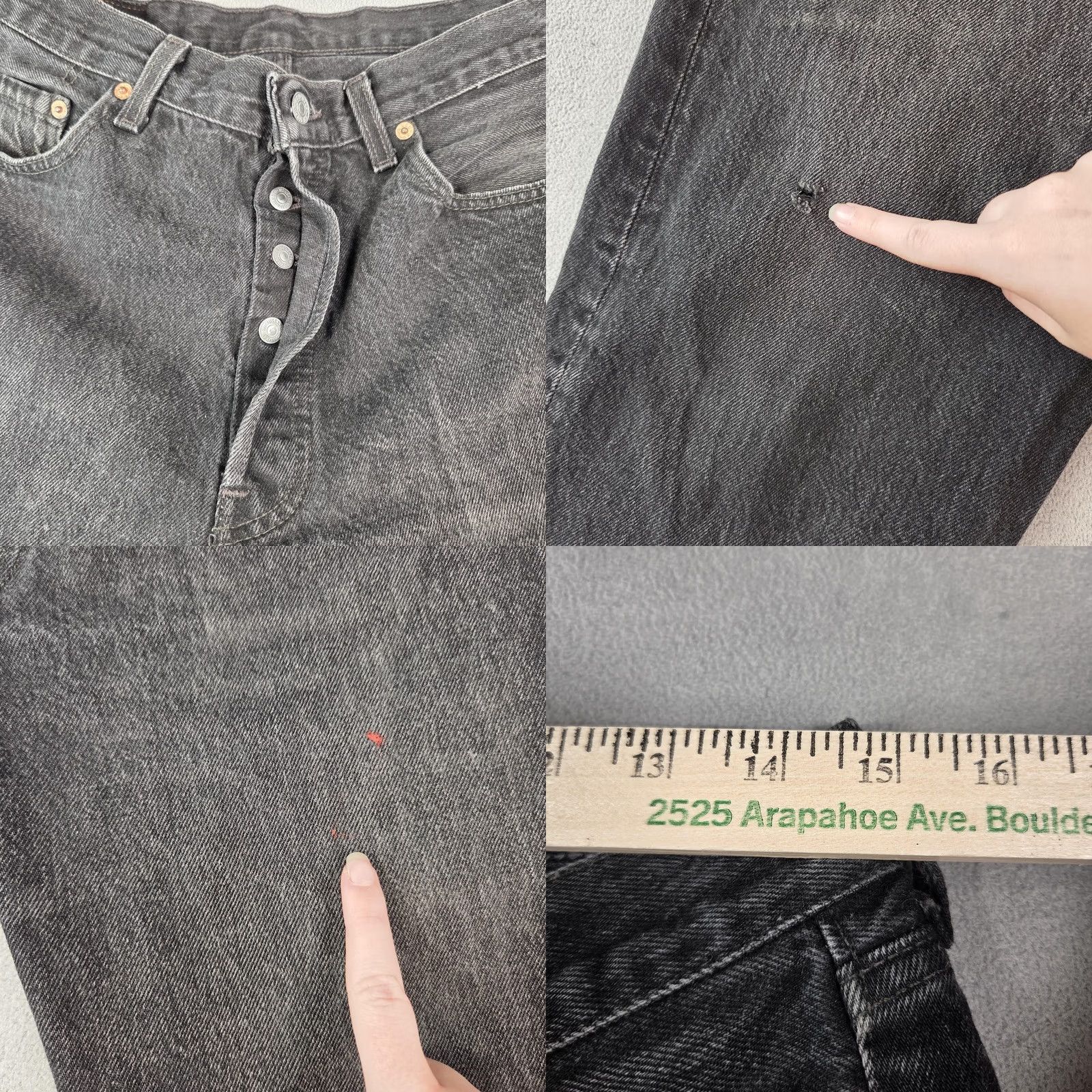 Levi's Vintage Levi's 501 Jeans Mens Black Button Fly Distressed 90s 28x30 Jeans Mens Size US 28 / EU 44 - 10 Thumbnail
