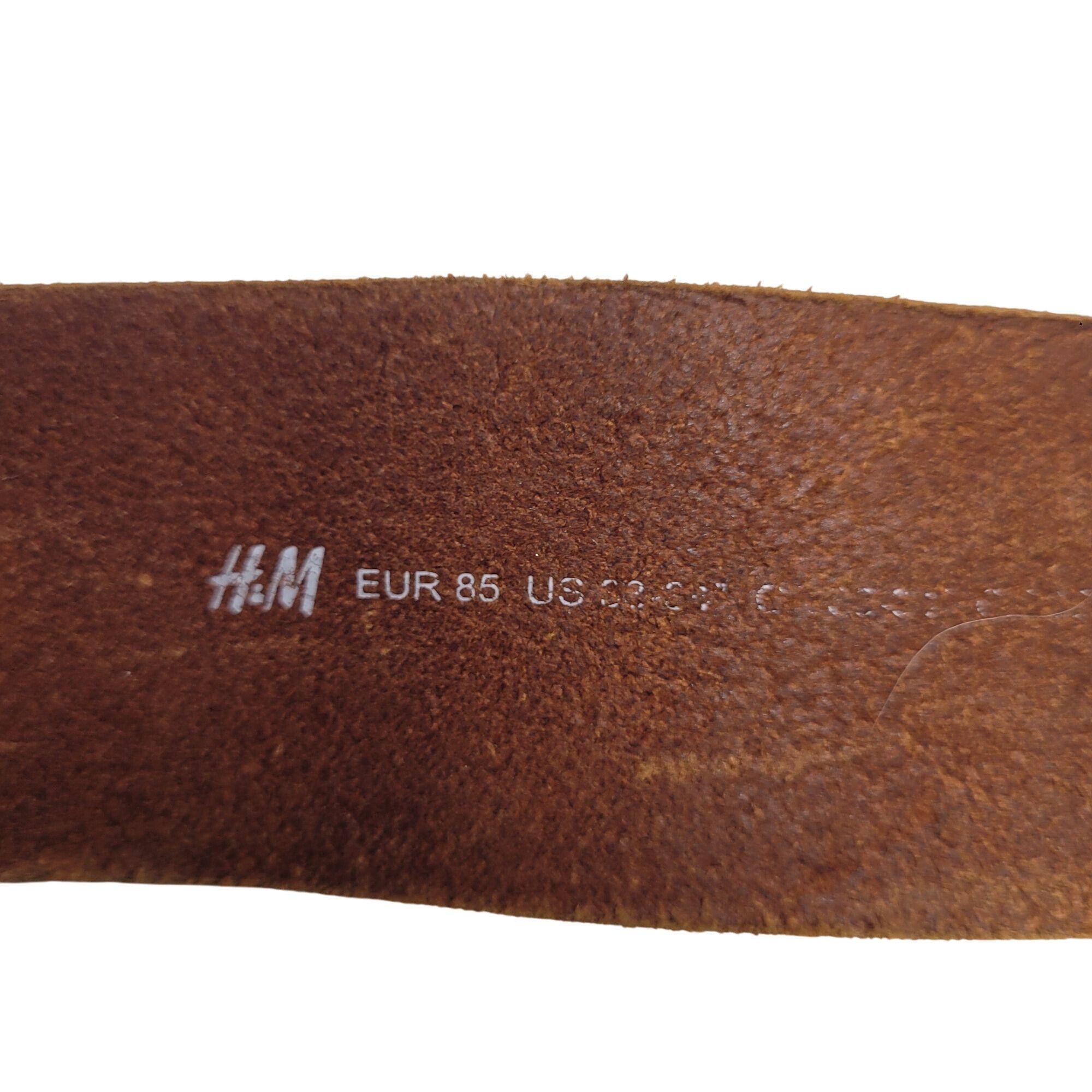 H&M Vintage Mens H&M Thick Rugged Cognac Brown Leather Belt Sz 3 Size 34 - 3 Thumbnail