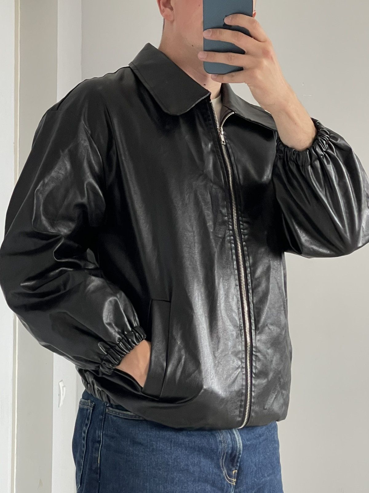 Japanese Brand Vintage Y2k Retro Style Japan Faux Leather Zip Baggy Jacket Size US L / EU 52-54 / 3 - 5 Thumbnail