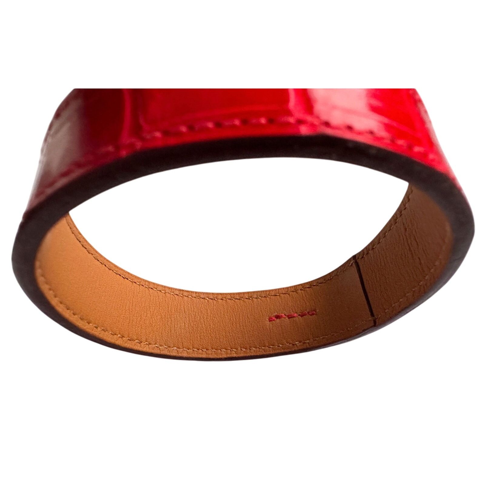Hermes Hermes Red Croc Embossed Leather Bangle Bracelet Size ONE SIZE - 10 Thumbnail