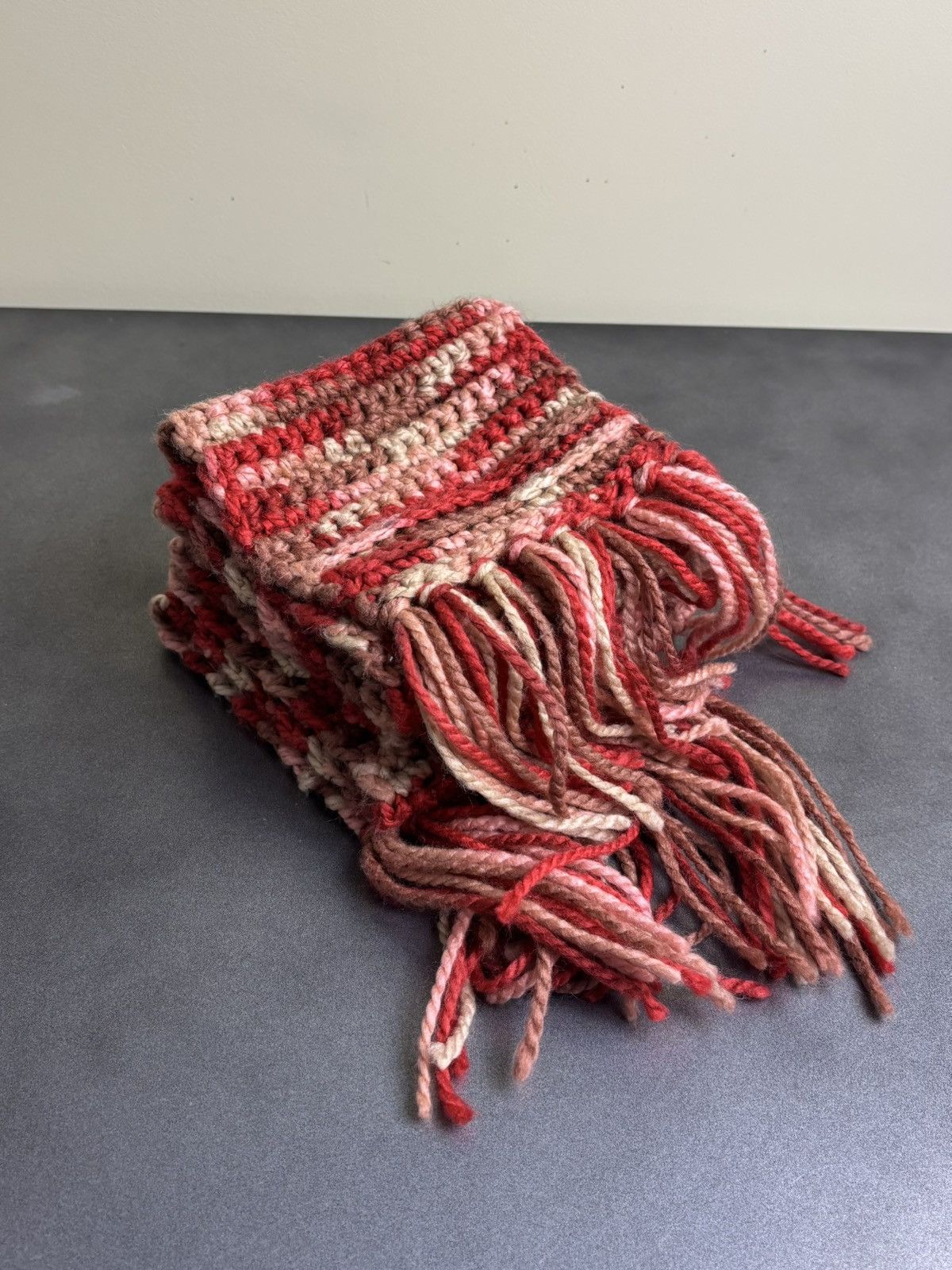 Vintage Vintage Hand Knit Scarf Vintage Scarf Ombre Gradient Long Size ONE SIZE - 6 Thumbnail