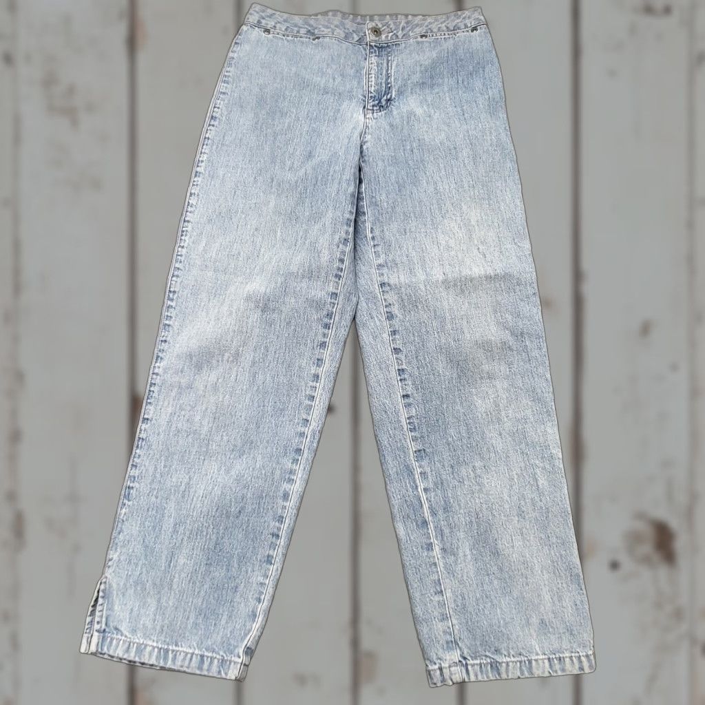 Liz Claiborne Liz Claiborne Lizwear Jeans Women's 8 Blue Denim 100% Cotton Front Pockets Relaxed Wide-Leg Jeans Women Size 30" / US 8 / IT 44 - 1 Thumbnail