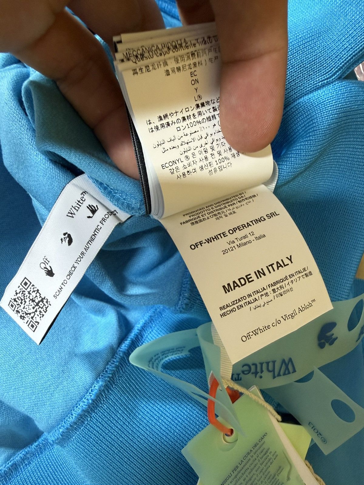 Off-White Off-White Hand Logo Hoodie Blue Size US L / EU 52-54 / 3 - 11 Thumbnail