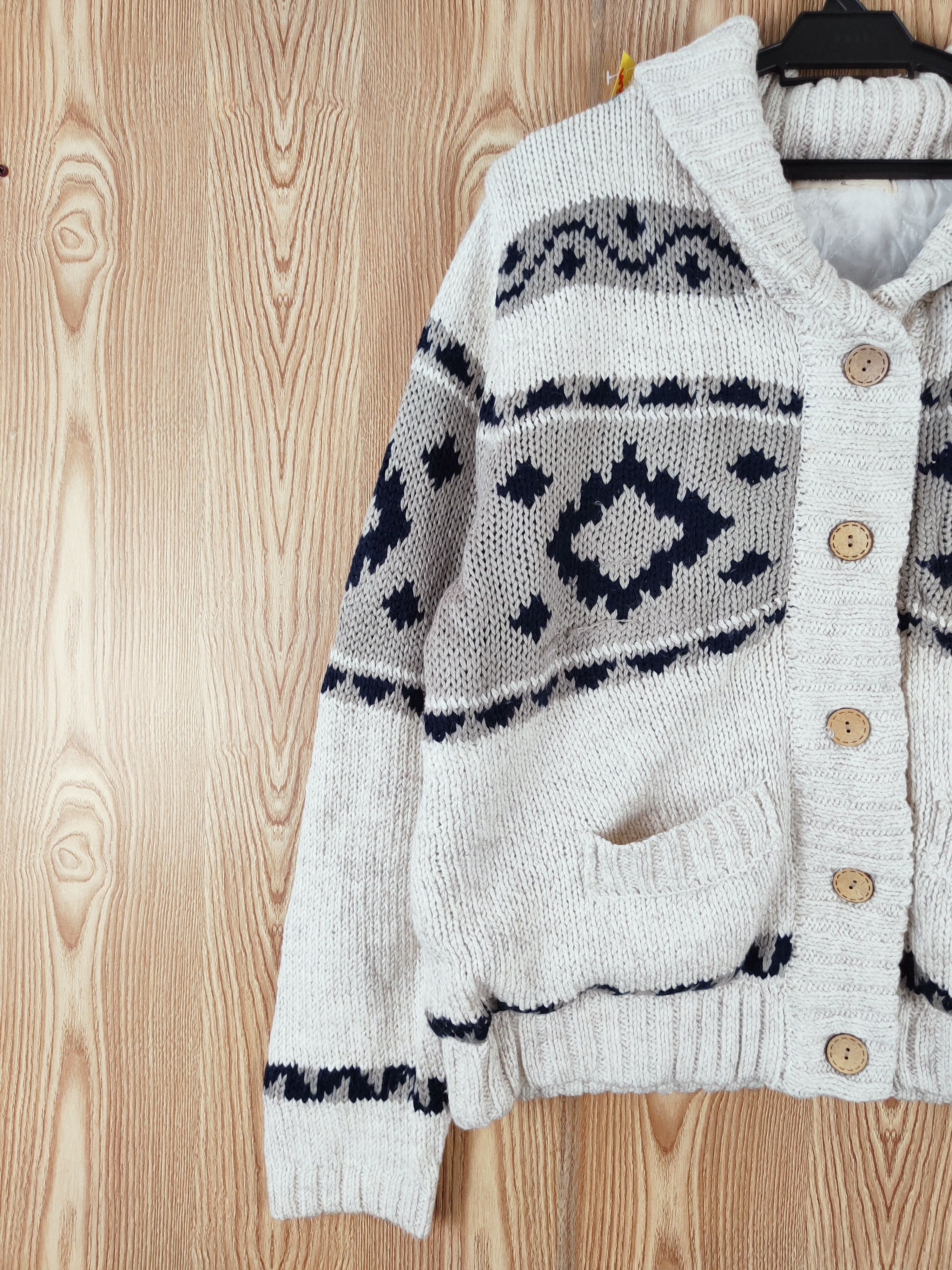Japanese Brand Strange Heaven Cream Knitwear Cardigan #W425 Size US L / EU 52-54 / 3 - 3 Thumbnail