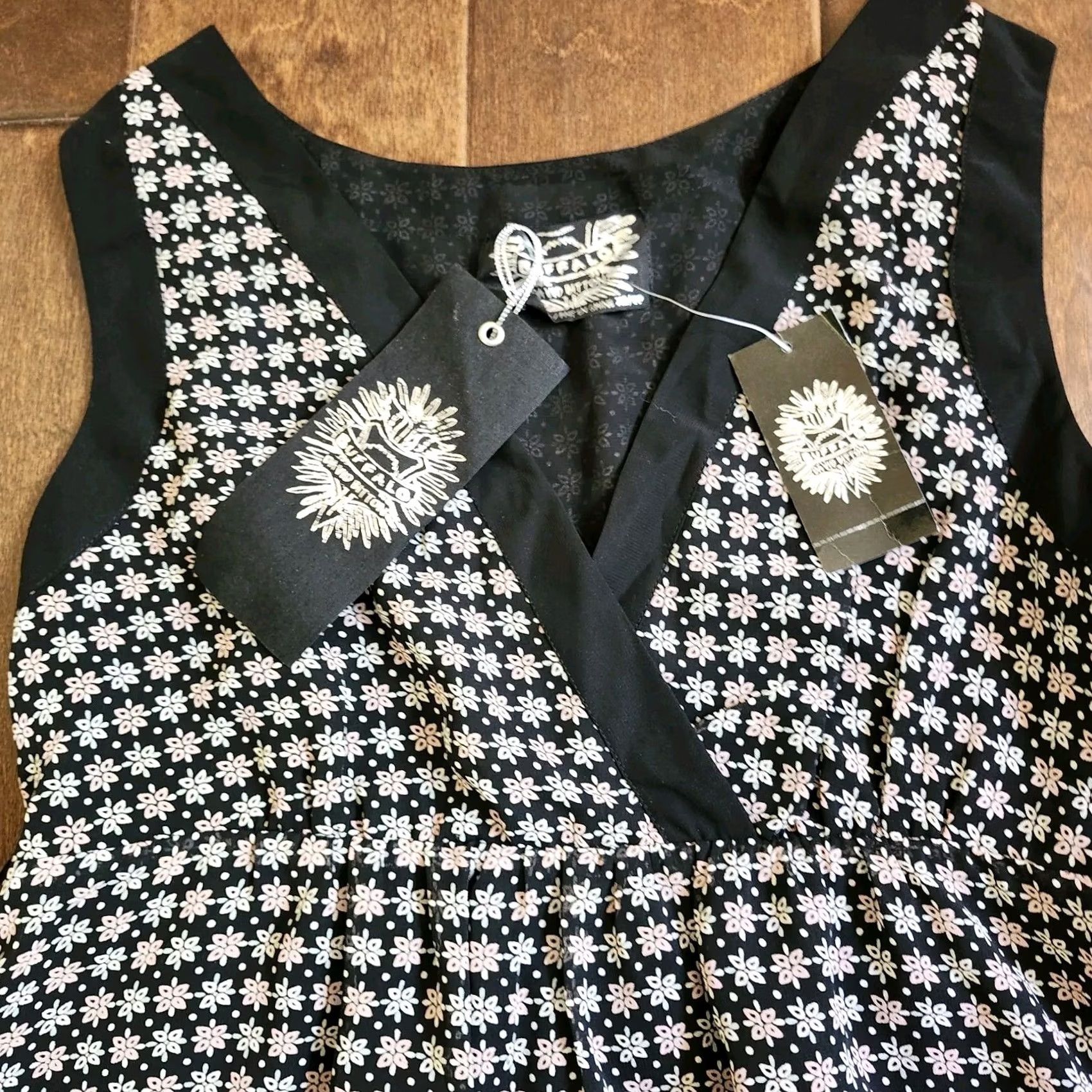 Buffalo David Bitton Buffalo Jeans Women's Maxi Dress Sleeveless Floral Ruffle XS Black NWT Busy Travel Party/Cocktail Gift Size XS / US 0-2 / IT 36-38 - 6 Thumbnail