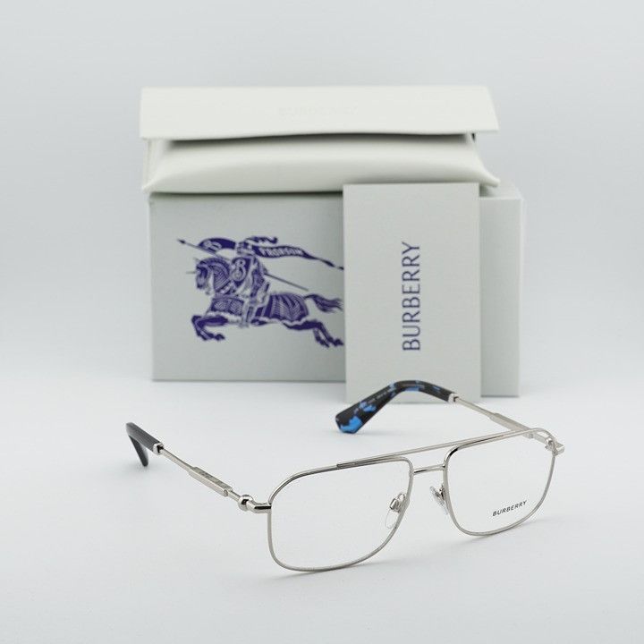 Burberry Burberry BE1391 1005 Eyeglasses Silver 56mm Rectangle Frame Size ONE SIZE - 10 Thumbnail