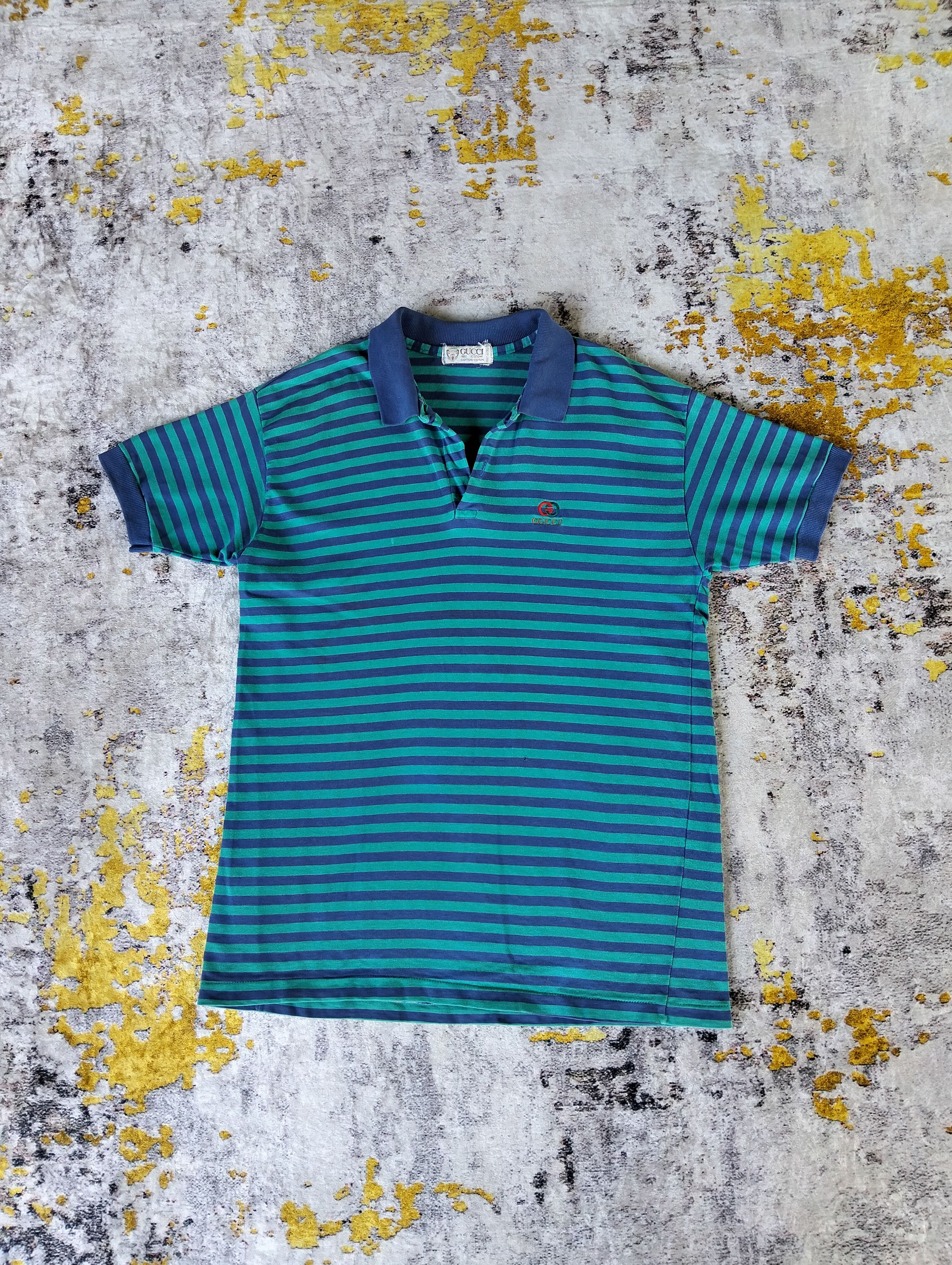 Gucci Vintage Gucci Striped Logo Polo Shirt Size US S / EU 44-46 / 1 - 1 Thumbnail