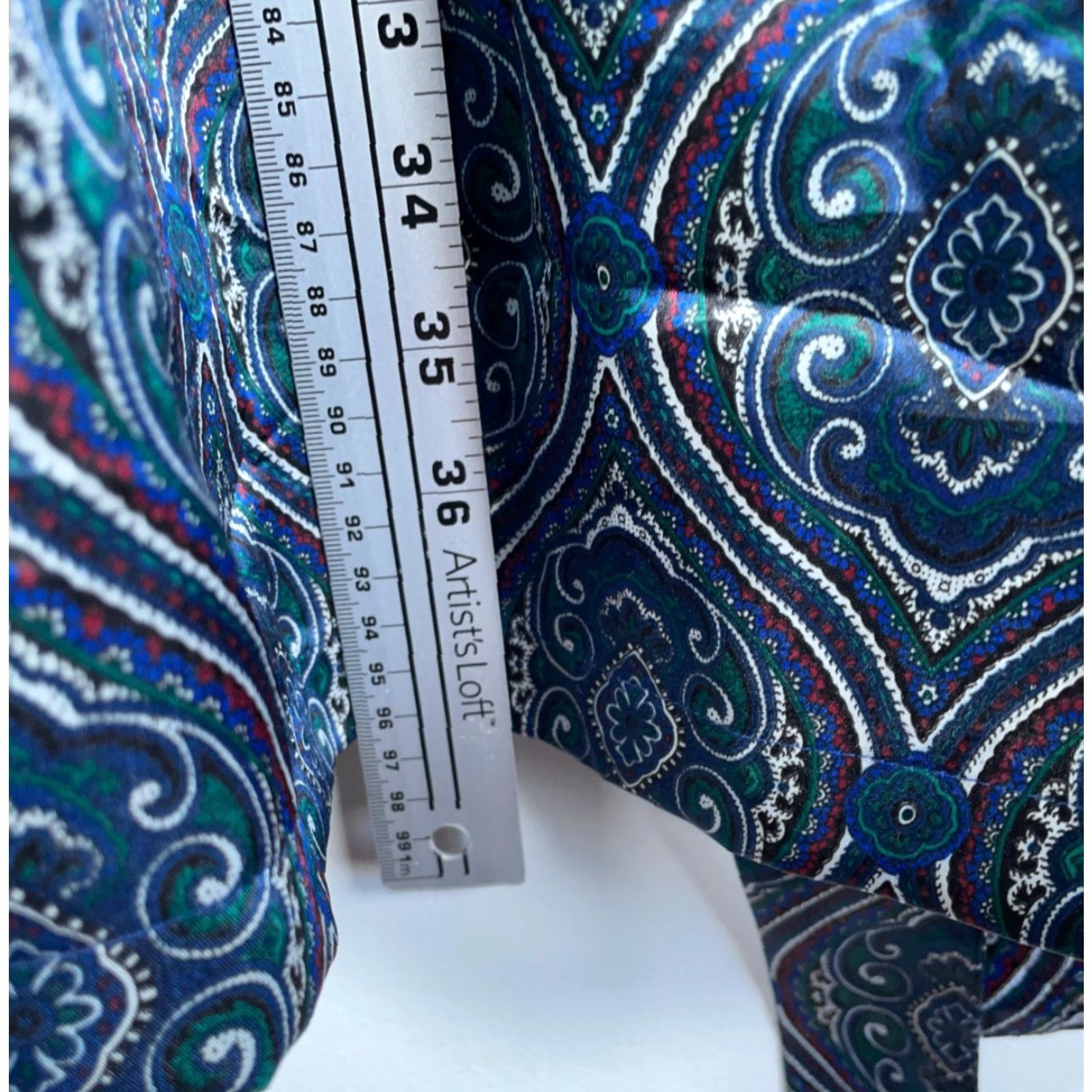 Vintage Frederick's of Hollywood Belted Robe One Size Blue Paisley Satin Kimono Retro Women’s Robe Belted Kimono Size ONE SIZE - 4 Thumbnail