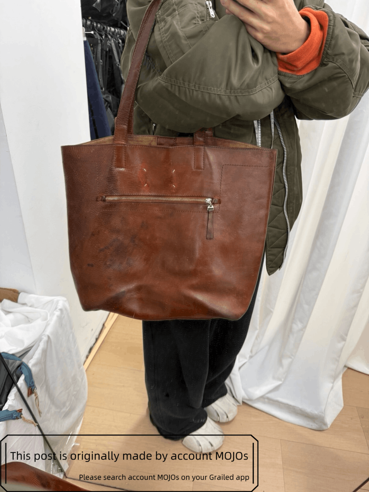 Maison Margiela Maison Margiela Leather Brown Tote Bag mojos0 Size ONE SIZE - 8 Thumbnail