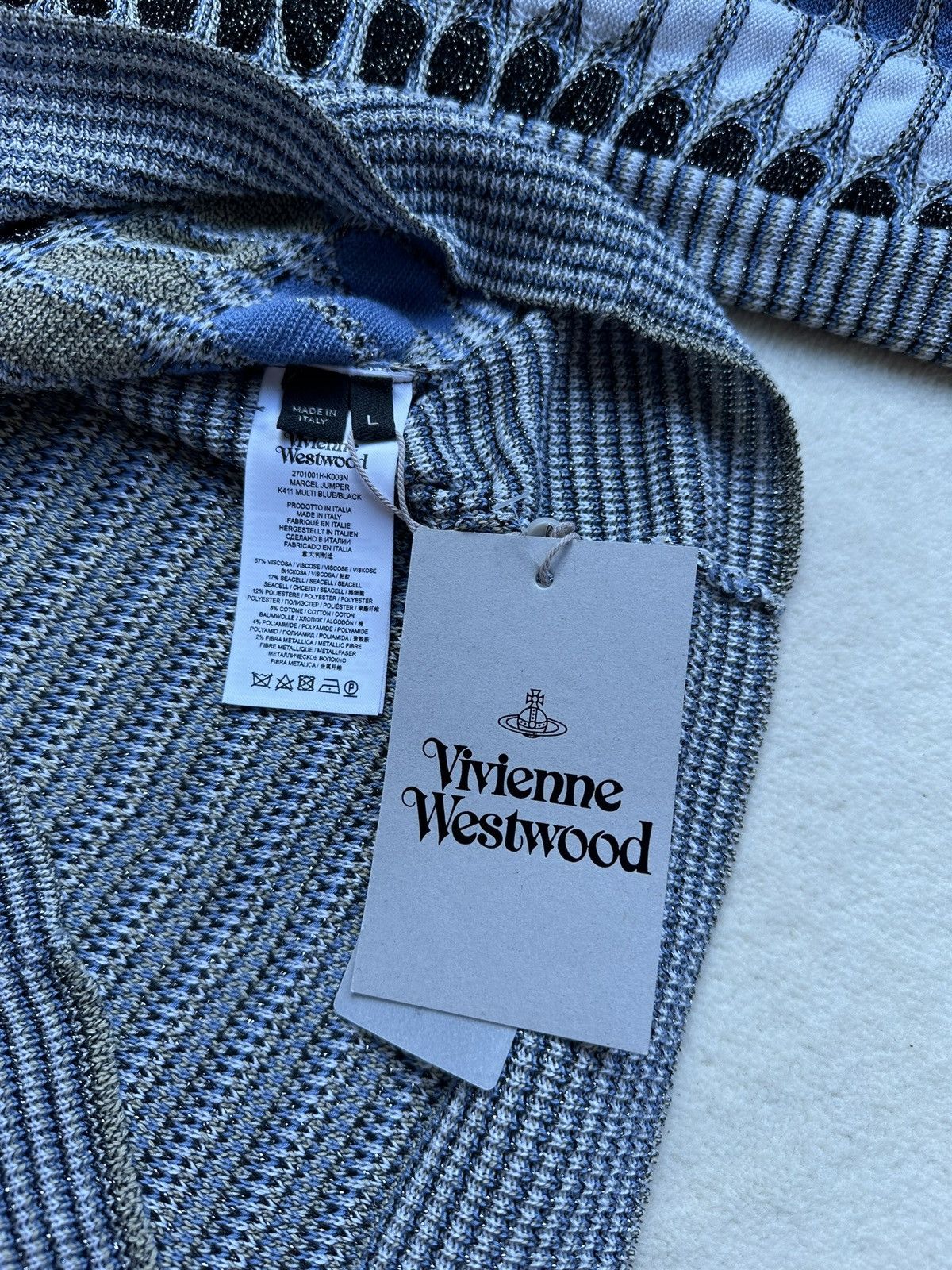Vivienne Westwood $960 Vivienne Westwood Marcel jumper metallic lamé sweater Size US L / EU 52-54 / 3 - 23 Thumbnail