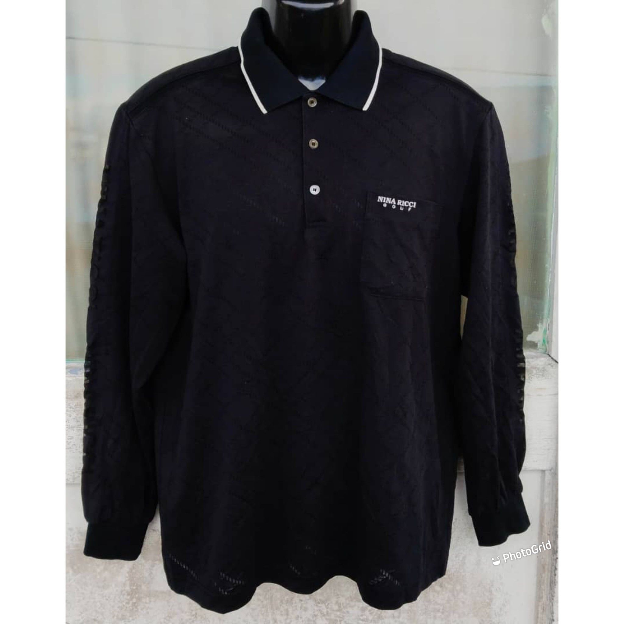 Designer Nina Ricci Golf Long Sleeve Polo Shirt Size US L / EU 52-54 / 3 - 1 Thumbnail