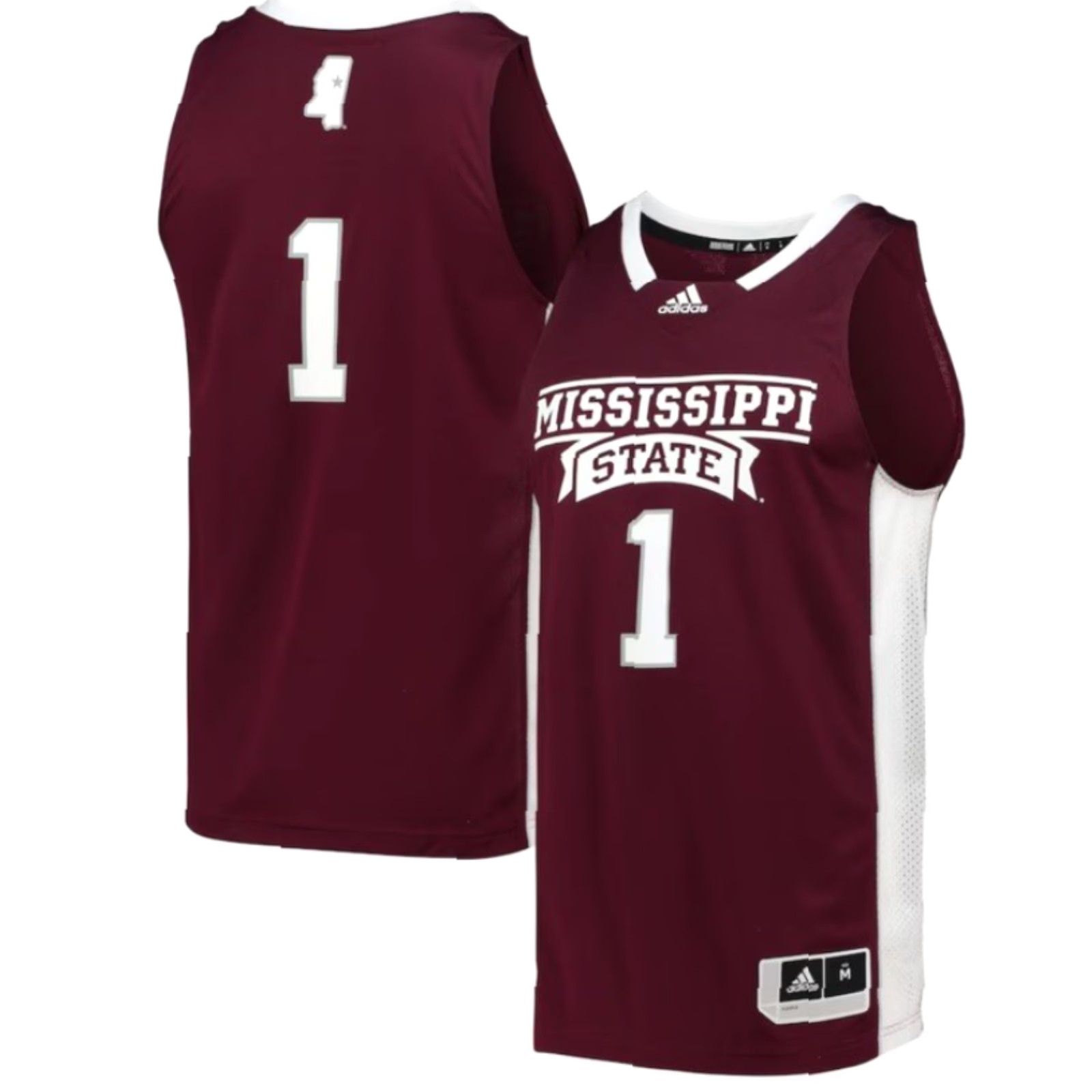 Adidas adidas Mississippi State Bulldogs #1 Swingman Jersey M Maroon Mens Basketball Sleeveless Pullover Round Neck Athletic Activewear State Theme Size US M / EU 48-50 / 2 - 2 Thumbnail