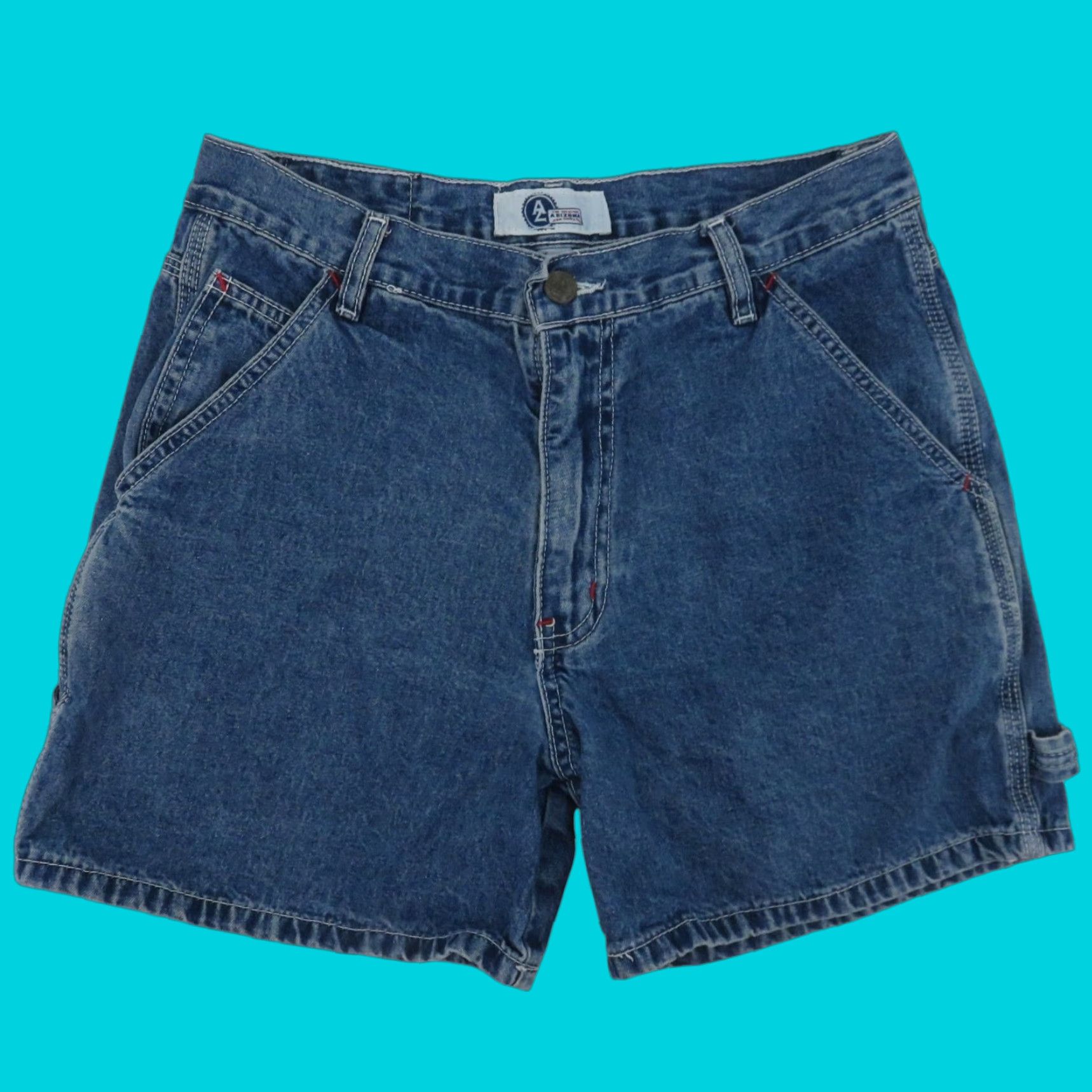 Vintage VTG Arizona Juniors 7 Dungarees Blue Denim Jean Shorts Pockets All Cotton Y2K Size 28" / US 6 / IT 42 - 1 Thumbnail