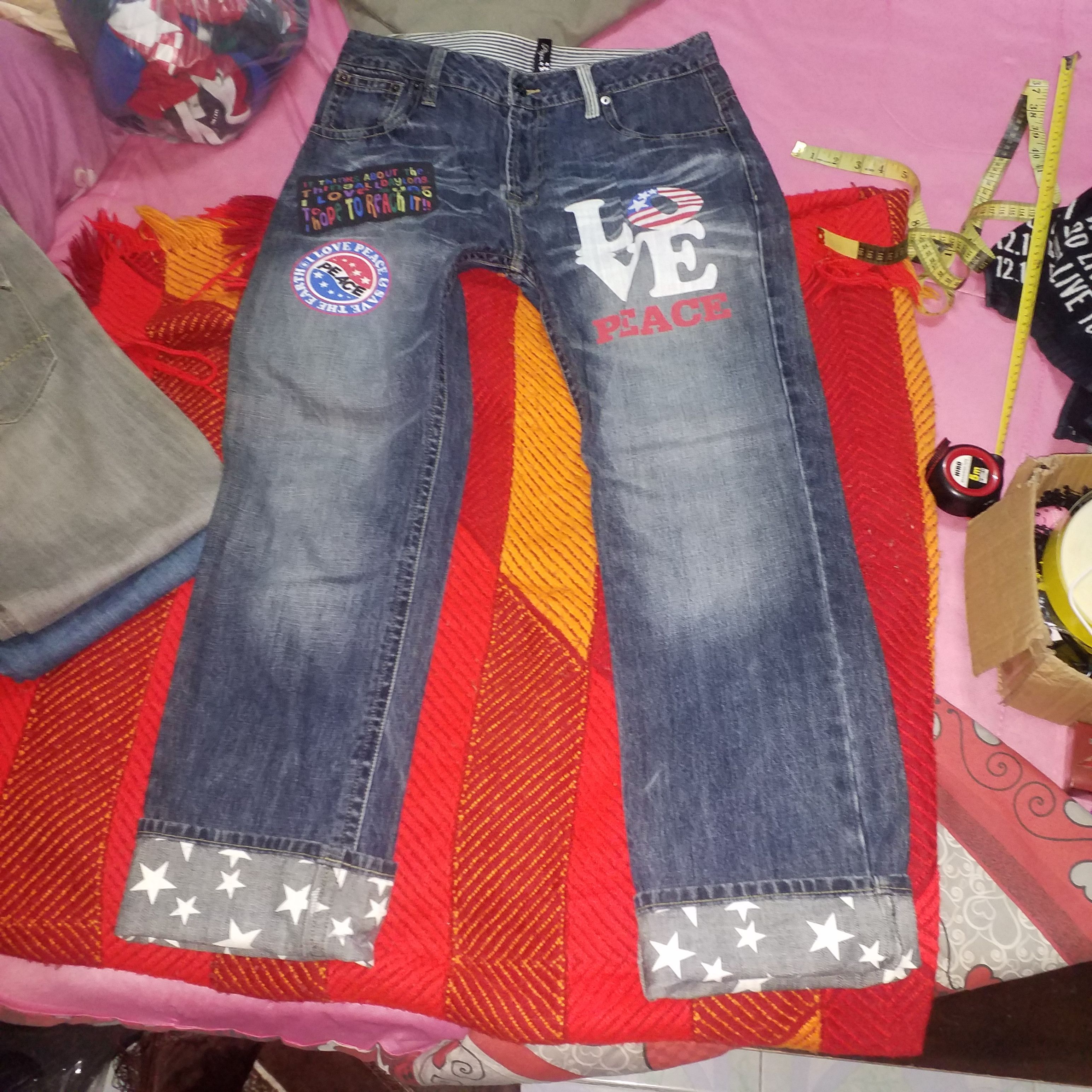 Japanese Brand OVER PRINT JEANS DESIGN Size US 34 / EU 50 - 1 Thumbnail