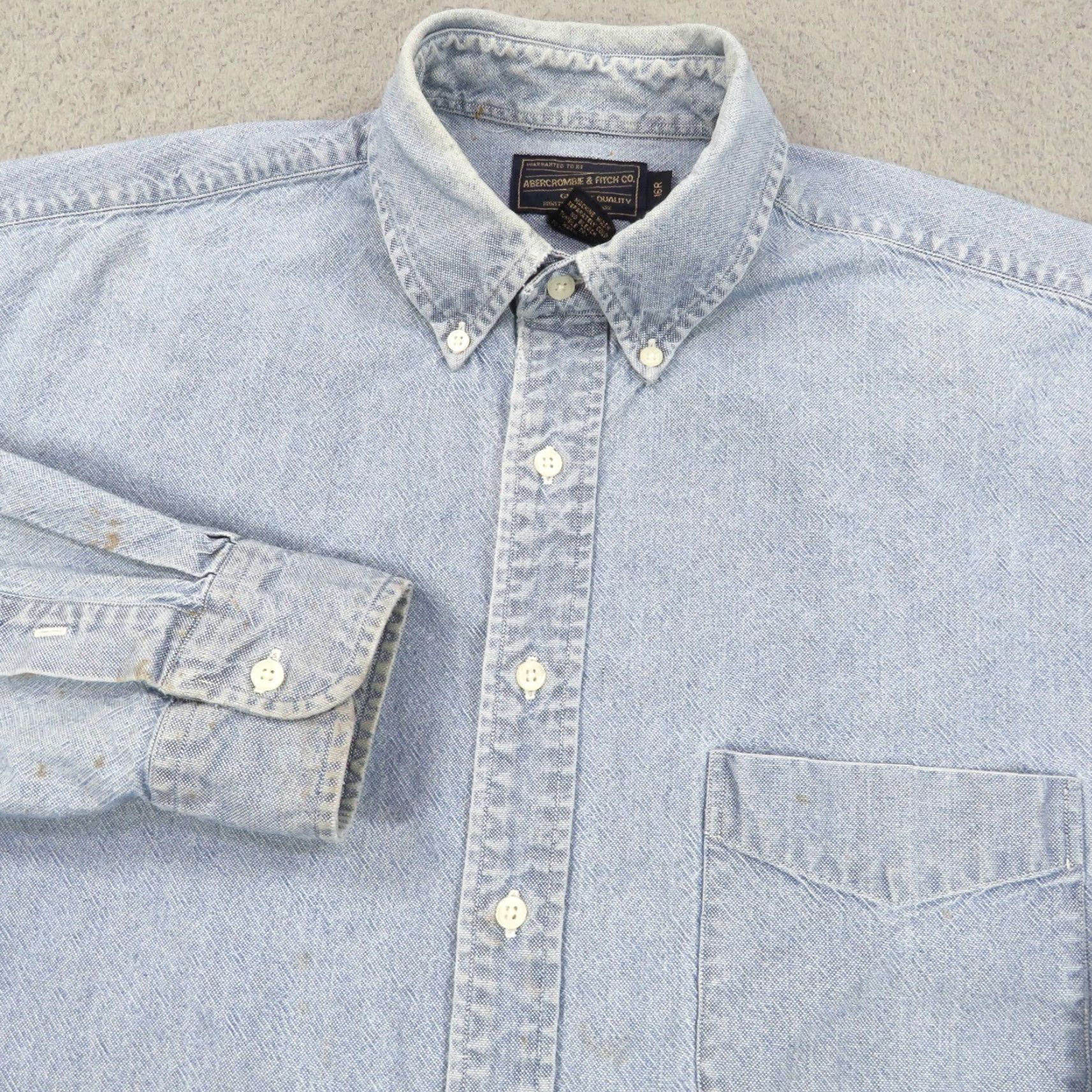 Abercrombie & Fitch VTG Abercrombie Fitch Shirt 16R XL Mens Denim Thick Heavy 90s Preppy Safari Size US XL / EU 56 / 4 - 2 Thumbnail