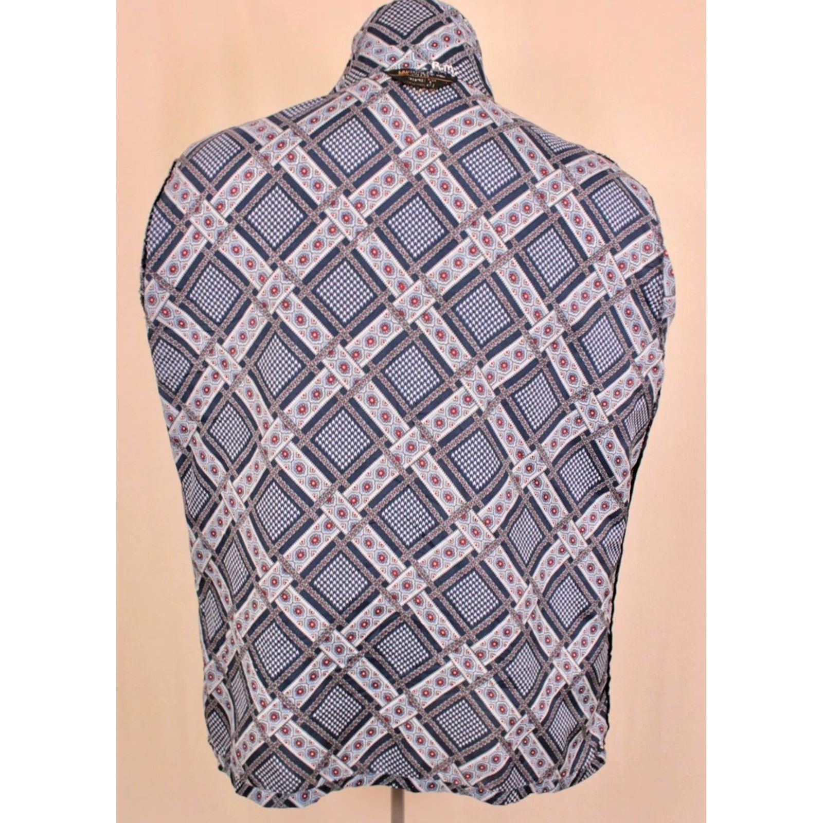 JCPenney JC Penney 70s Polyester Shirt Blue Geometric Print Men's L Vintage Diso Shirt Size US L / EU 52-54 / 3 - 3 Thumbnail