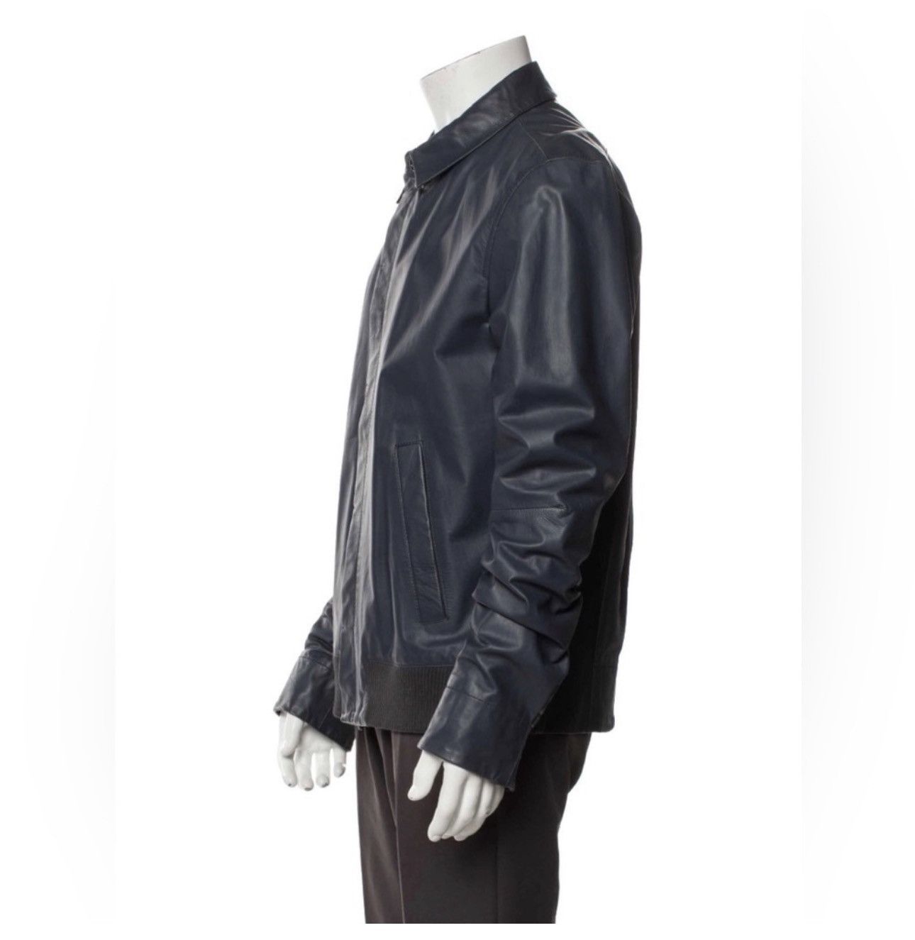Alexander McQueen Alexander McQueen leather jacket XXL Blue UNI​​​ Vintage Lux Size XXL / US 16-18 / IT 52-54 - 7 Thumbnail