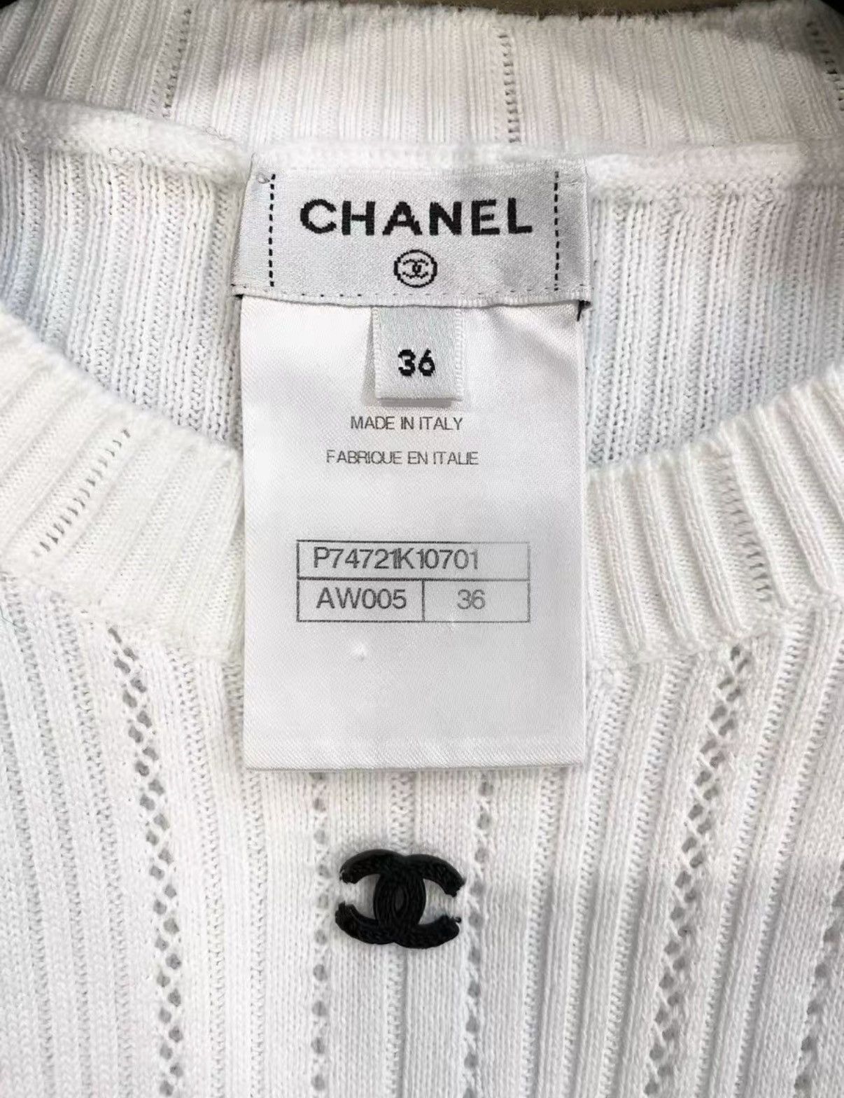 Chanel Chanel Classic White Short Sleeve Knit Top J33 Size XS / US 0-2 / IT 36-38 - 4 Thumbnail