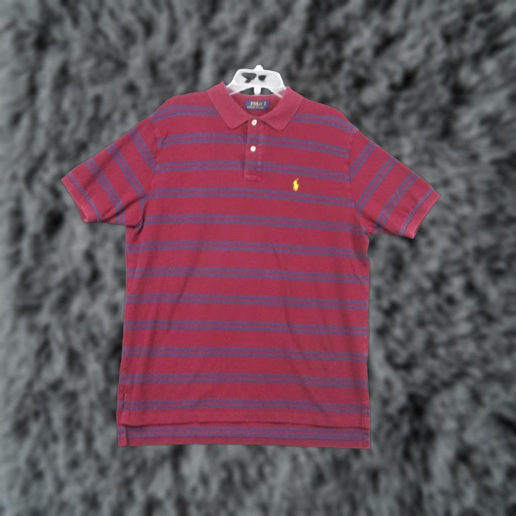 Ralph Lauren Polo Ralph Lauren Shirt XL Maroon Stripe Pony Short Sleeve - Men, Polo, Red, Striped, 100% Cotton Size US XL / EU 56 / 4 - 1 Thumbnail