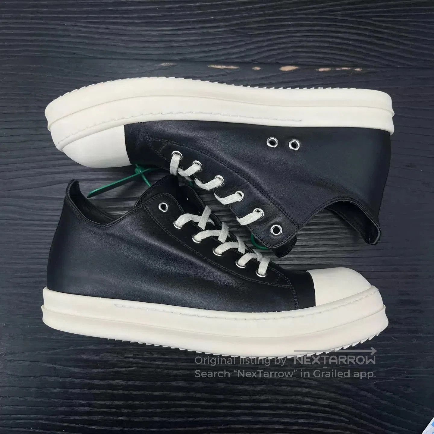 Rick Owens Black Leather High-Top Sneakers Size 10.5. Size US 10.5 / EU 43-44 - 2 Thumbnail
