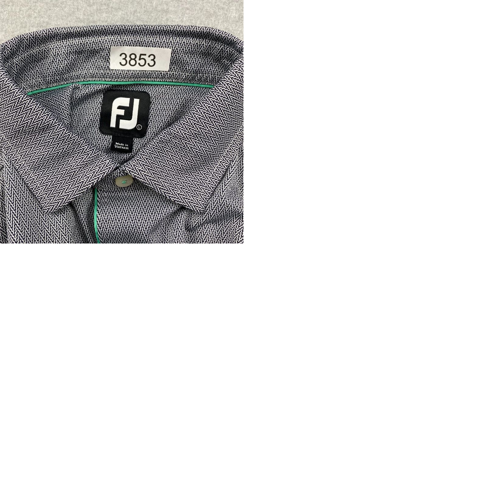 Vintage FJ Foot Joy Polo Shirt Mens Large Black Chevron All Over Print Performance Golf Shirt Size US L / EU 52-54 / 3 - 10 Thumbnail