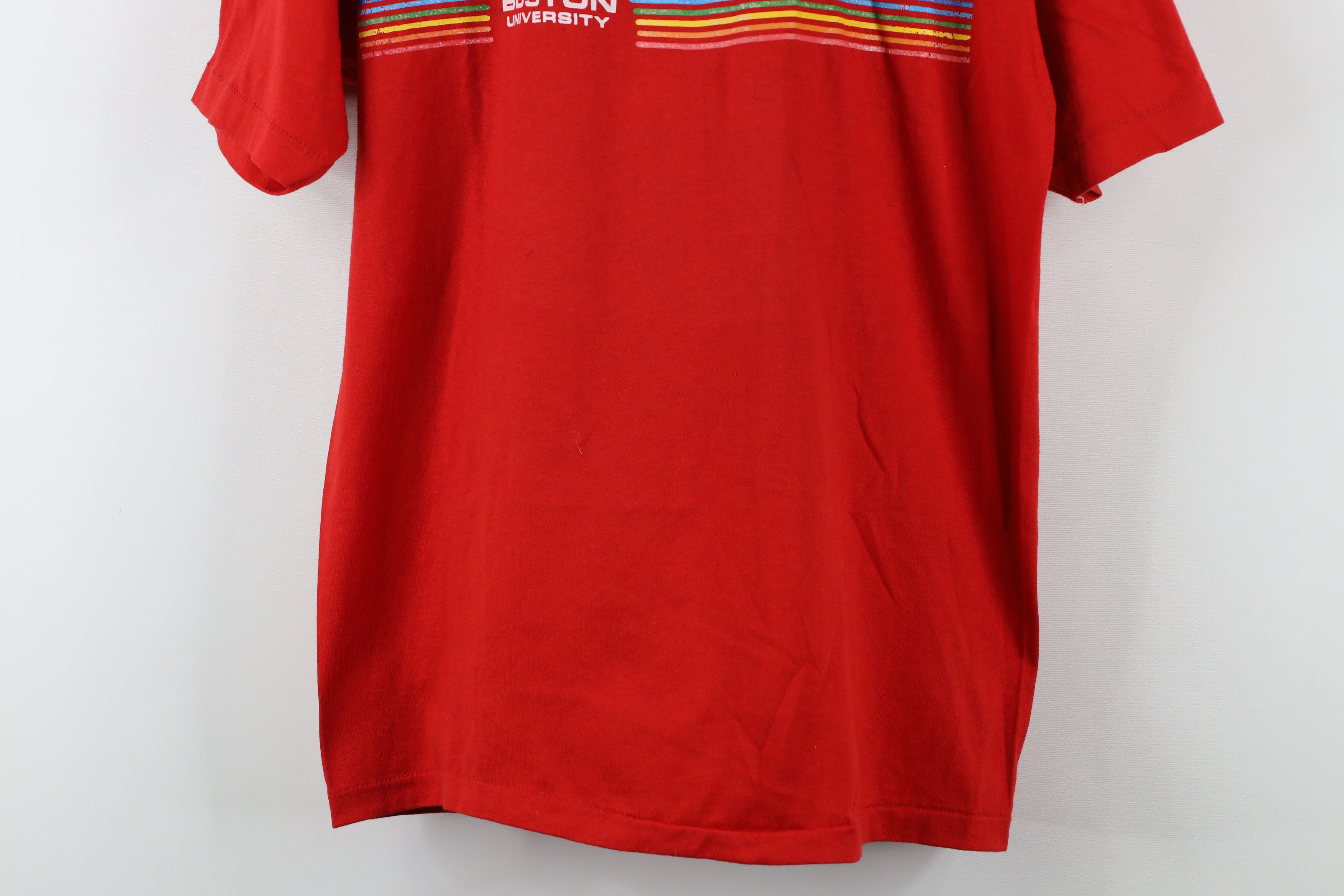 Vintage Vintage 70s 80s Striped Boston University T-Shirt Red USA Size US L / EU 52-54 / 3 - 3 Thumbnail