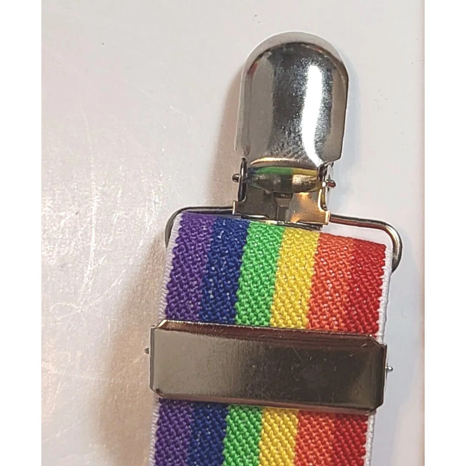 Rainbow Rainbow Suspenders 1.5" Wide Stretch Pride Cosplay Belt Mens Suspender Clip Multicolor Elastic Nylon Polyester Adjustable Striped 90s? Size ONE SIZE - 5 Thumbnail