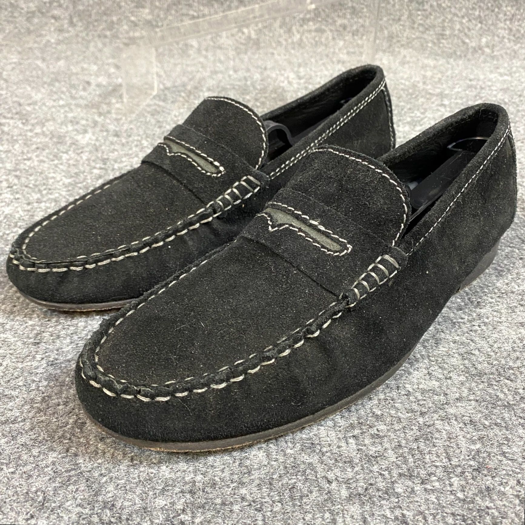 Penn Michael Shannon 7.5 Loafers Black Suede Penny Slip On Leather Upper Leather Lining Insole Outsole Men Casual Shoes Size US 8 / EU 41 - 2 Thumbnail
