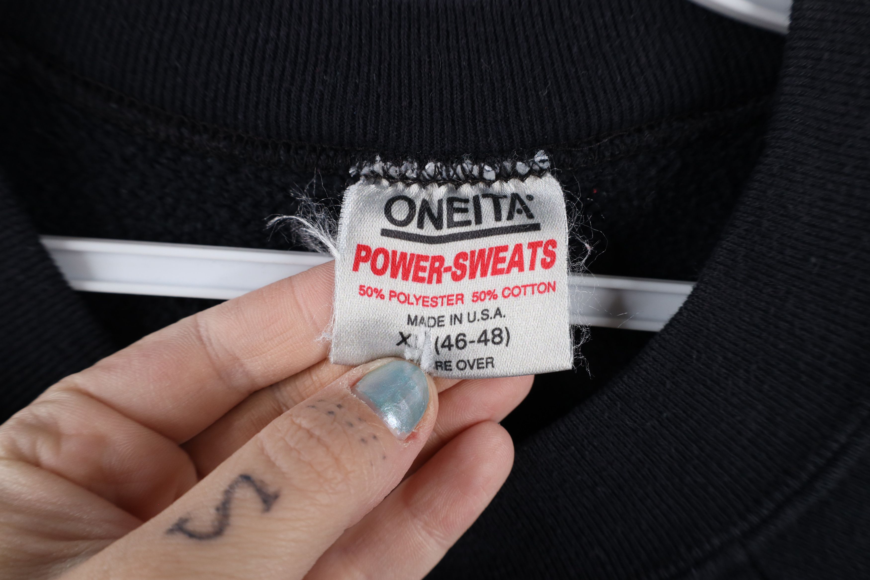 Vintage Vintage 90s Streetwear Heavyweight Sweatshirt Black USA Size US XL / EU 56 / 4 - 4 Thumbnail