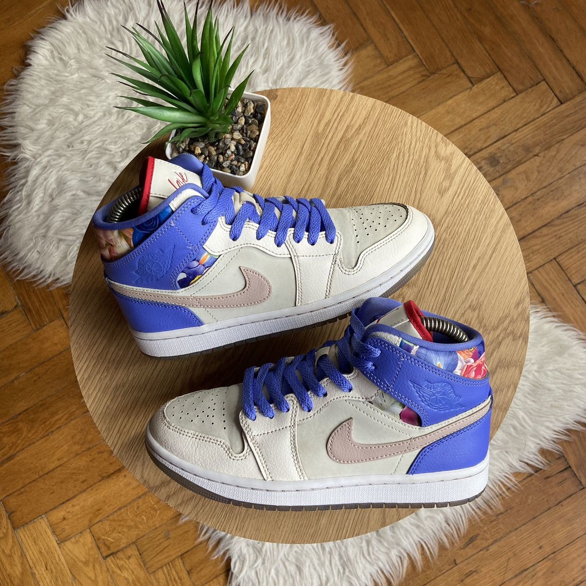 Jordan Brand × Nike 📌 Cutie Nike Air Jordan 1 Mid Valentine’s Day Bouquet Shoes Size US 7 / IT 37 - 1 Thumbnail