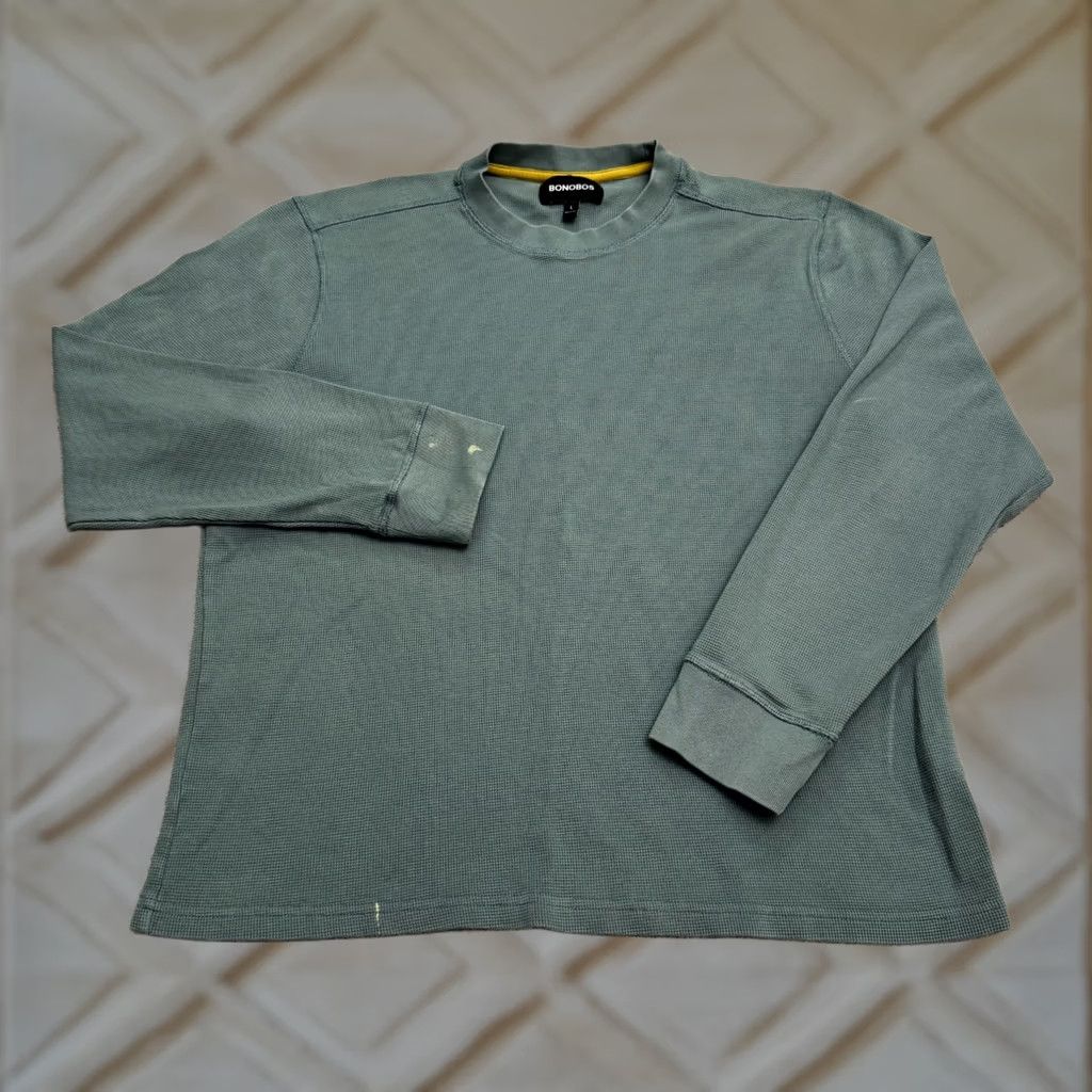Bonobos Bonobos Green Cotton Crew Tee Long Sleeve Shirt Mens Large Waffle Knit Thermal Regular Fit Vintage No Size US L / EU 52-54 / 3 - 1 Thumbnail