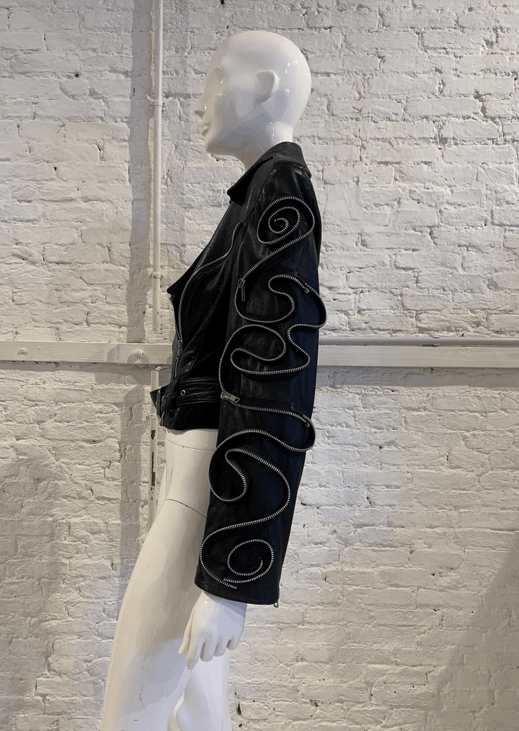 Vintage Vintage 1980s/90s Helen Storey Leather Biker Zip Jacket Size M / US 6-8 / IT 42-44 - 7 Thumbnail